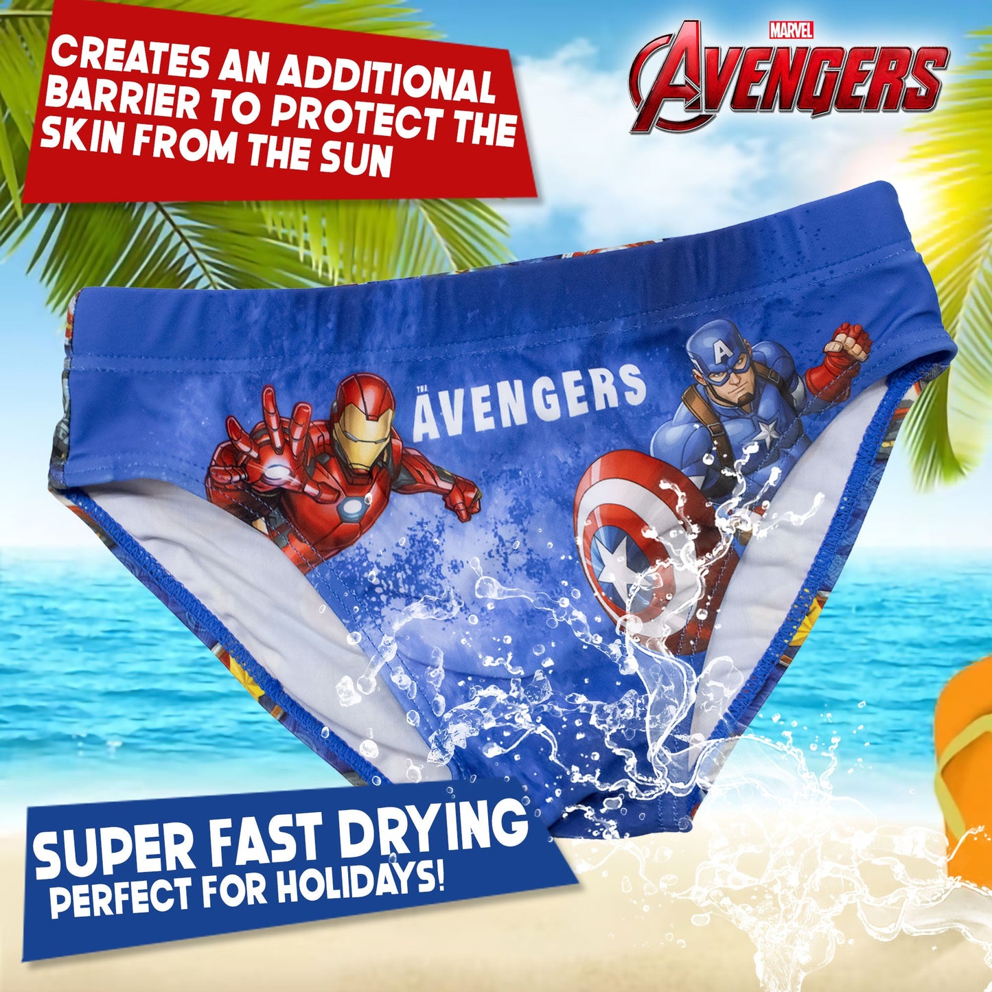 Costume da bagno Marvel Avengers per bambino mutandina slip mare bimbo 7097