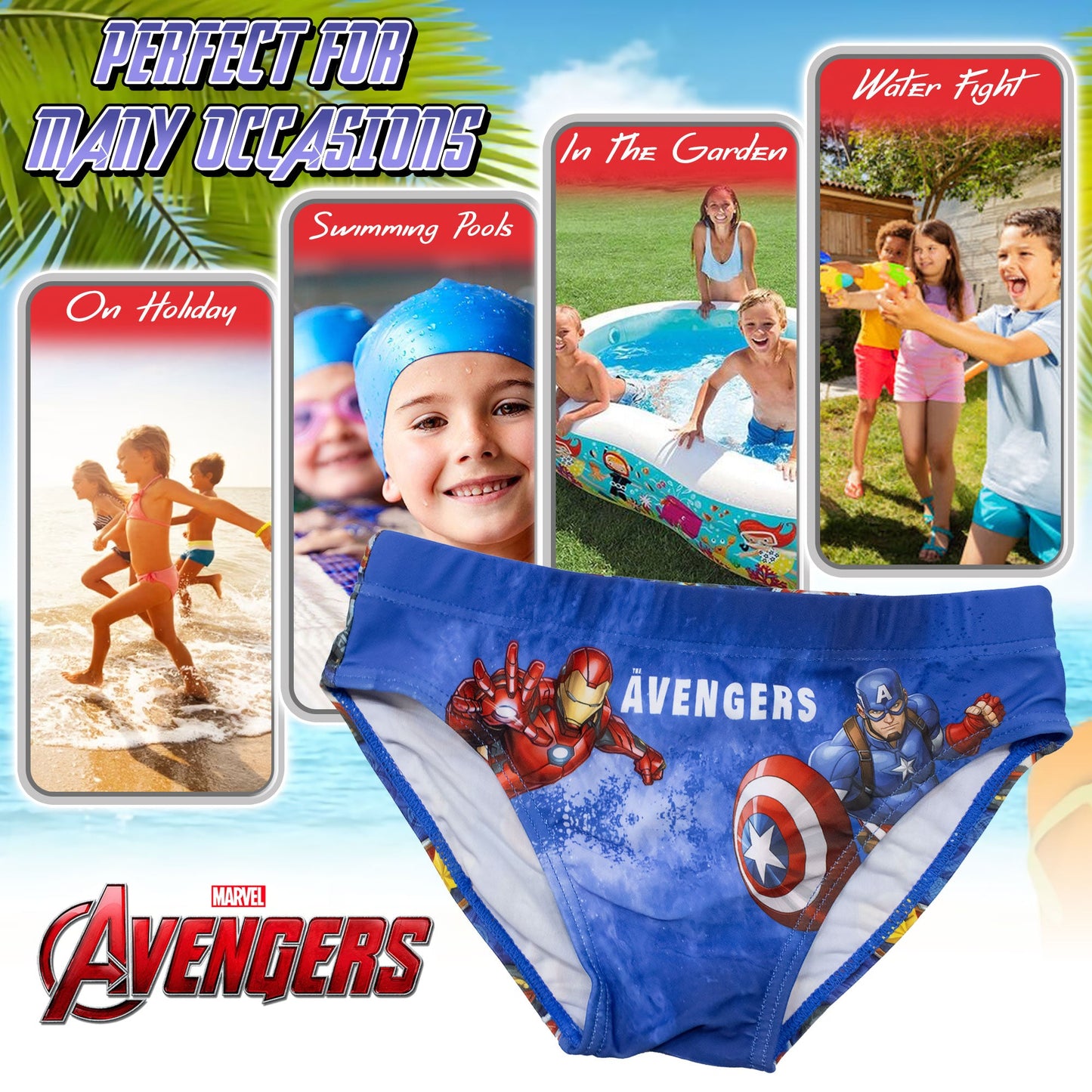 Costume da bagno Marvel Avengers per bambino mutandina slip mare bimbo 7097