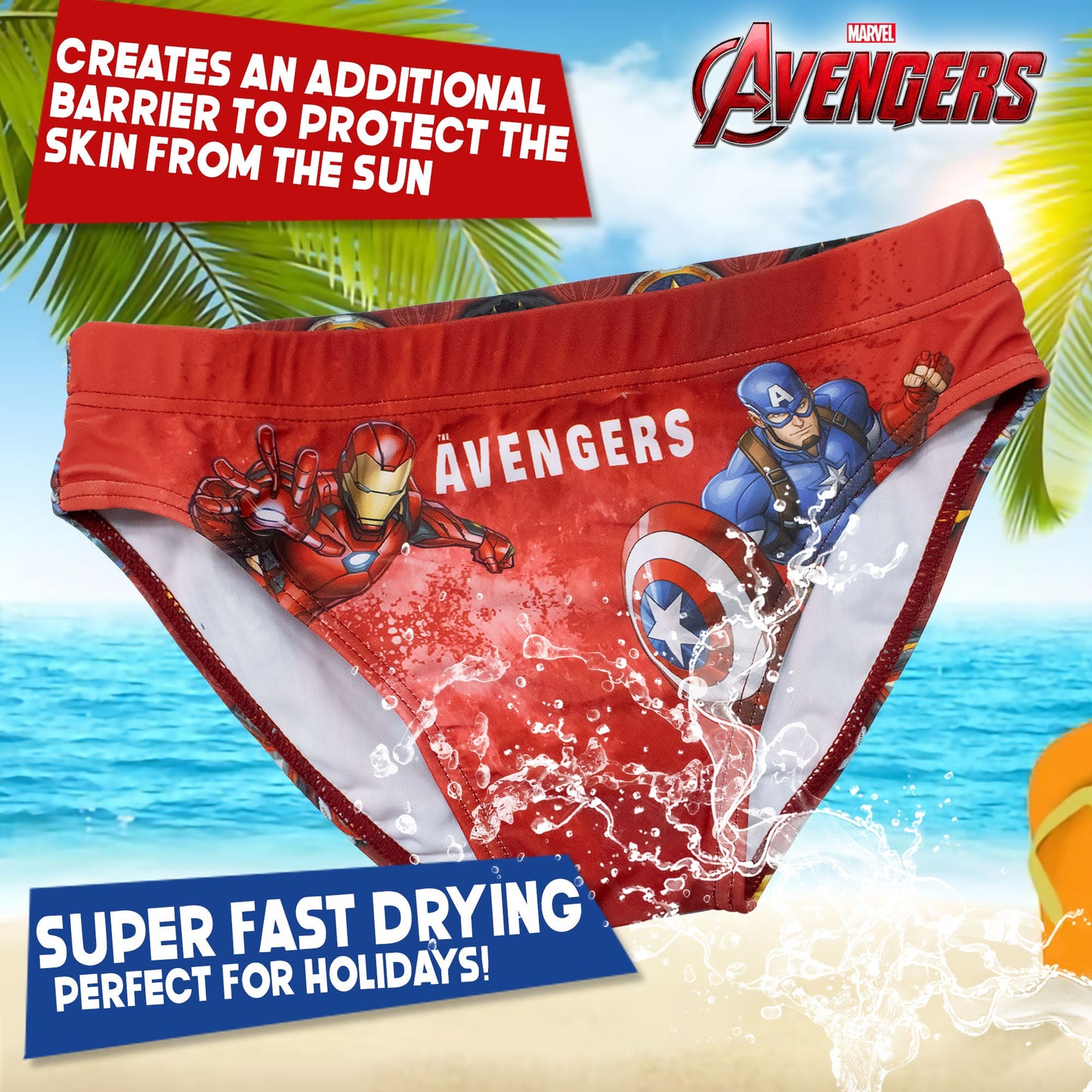 Costume da bagno Marvel Avengers per bambino mutandina slip mare bimbo 7097