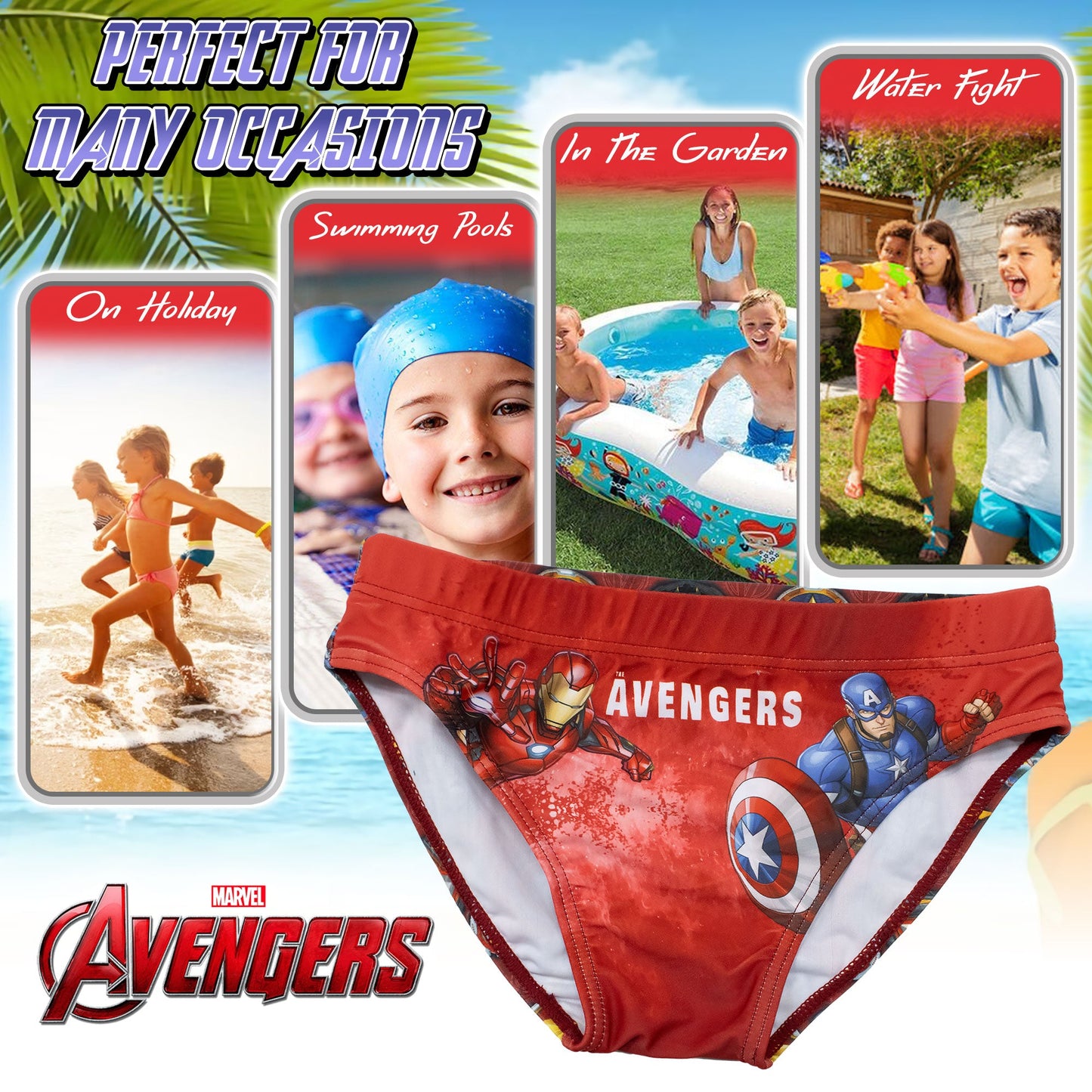 Costume da bagno Marvel Avengers per bambino mutandina slip mare bimbo 7097