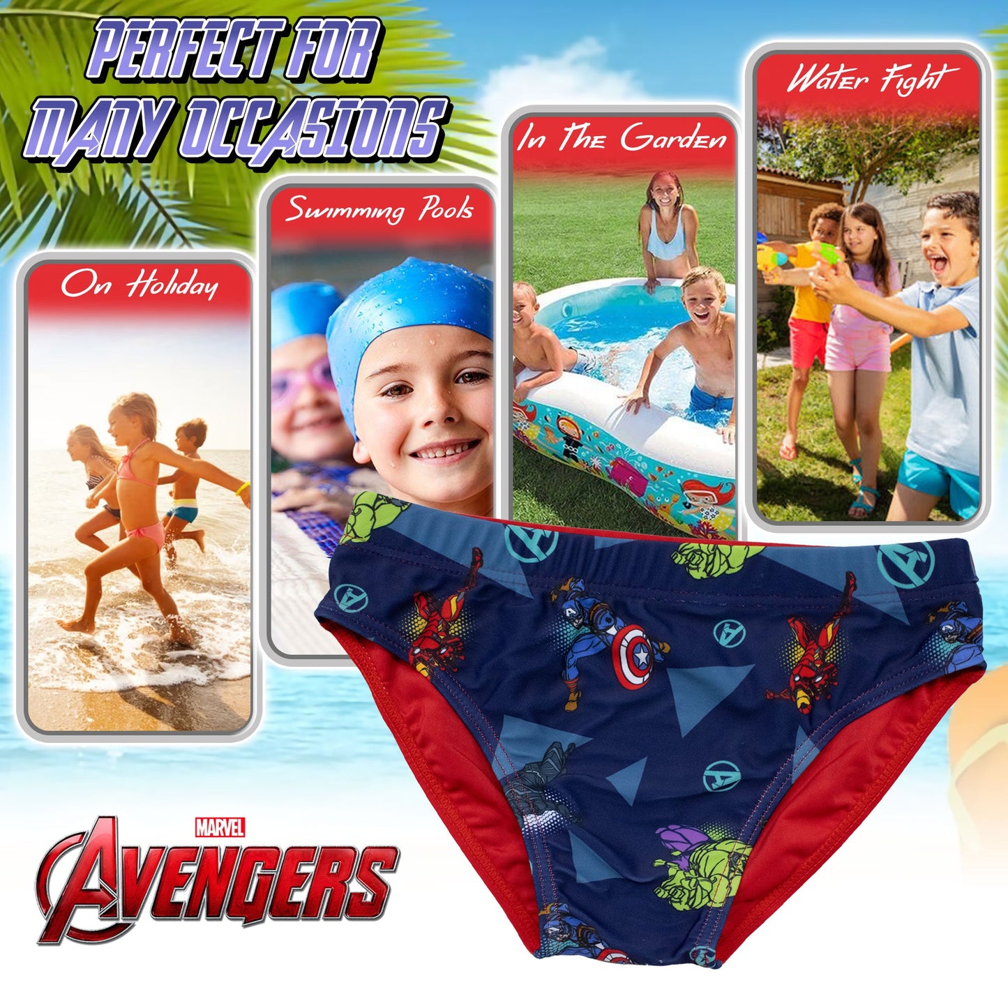 Costume da bagno Marvel Avengers per bambino mutandina slip mare bimbo 7098
