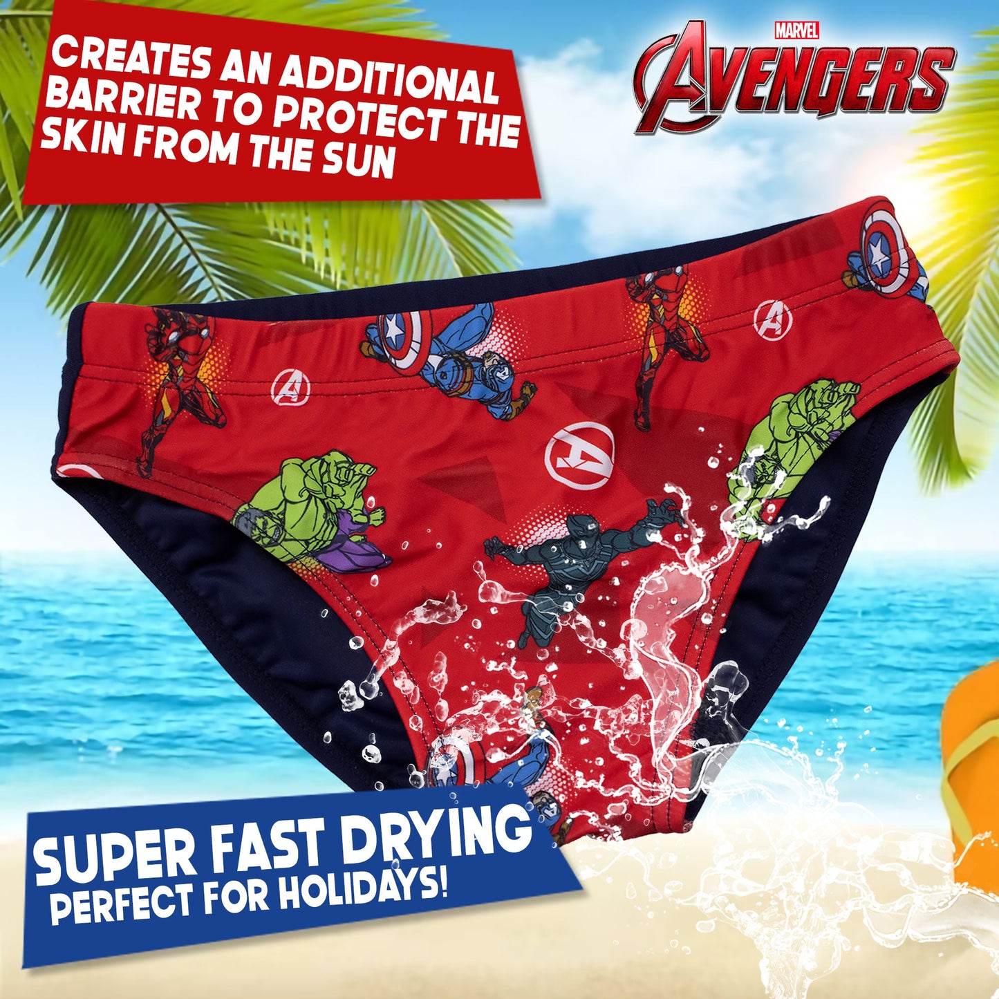 Costume da bagno Marvel Avengers per bambino mutandina slip mare bimbo 7098