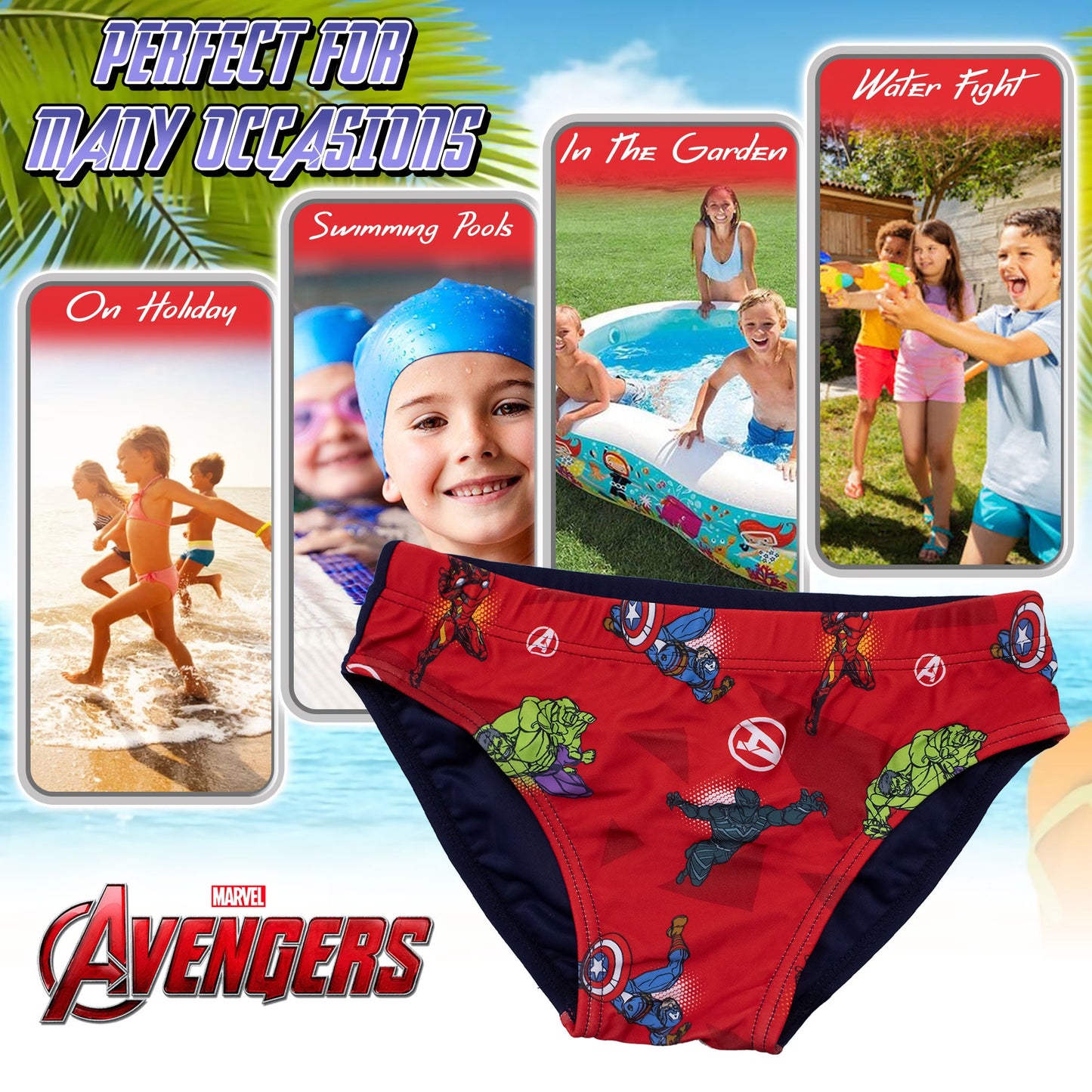 Costume da bagno Marvel Avengers per bambino mutandina slip mare bimbo 7098