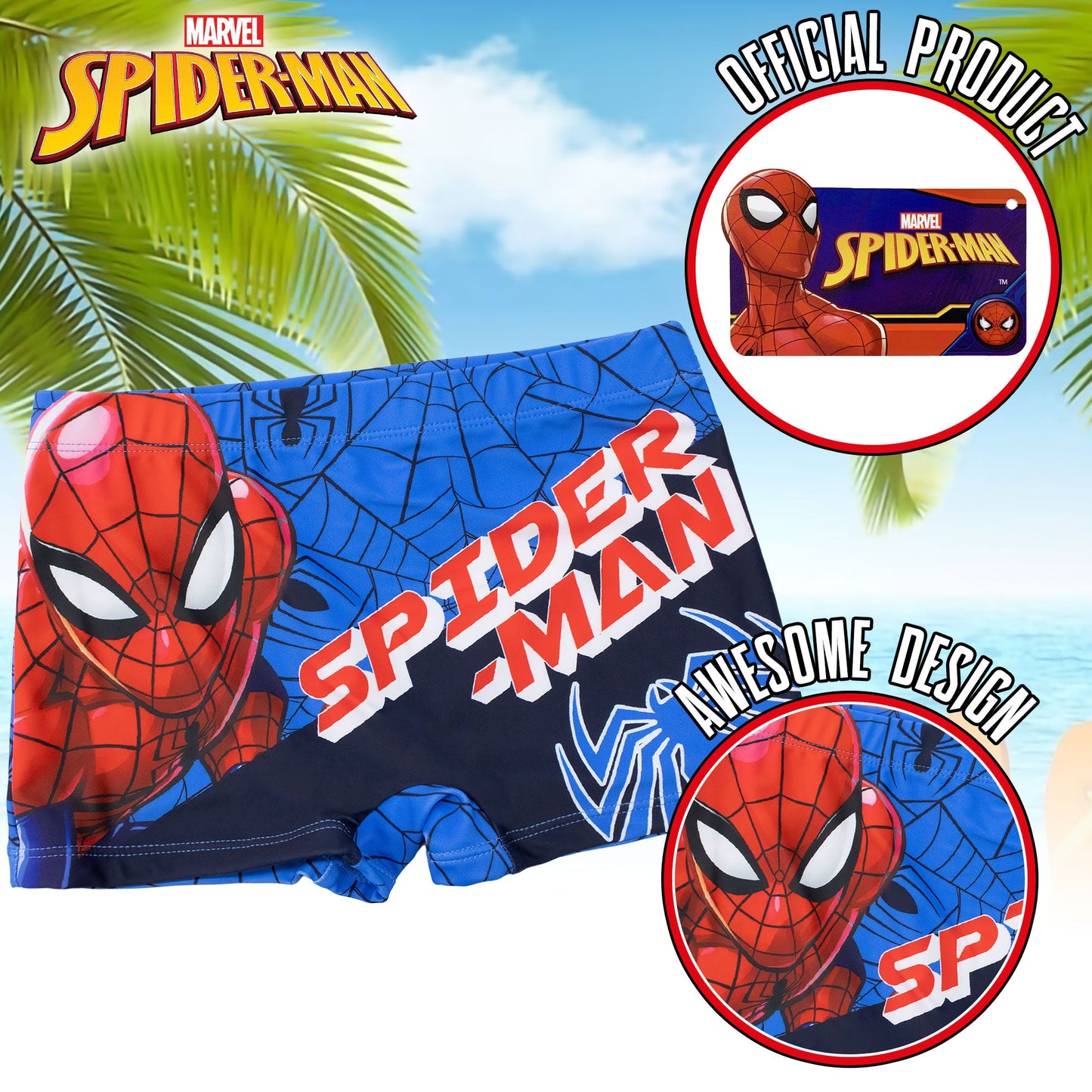 Costume bagno Marvel Spiderman bambino pantaloncino mare parigamba bimbo 7099