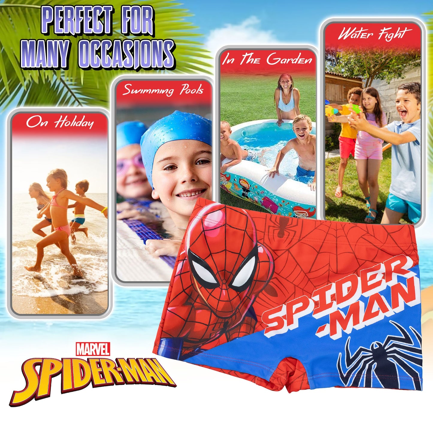 Costume bagno Marvel Spiderman bambino pantaloncino mare parigamba bimbo 7099