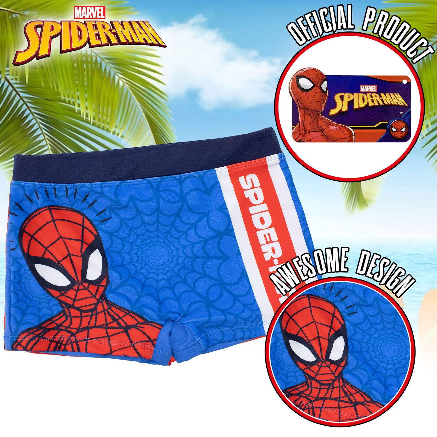 Costume bagno Marvel Spiderman bambino pantaloncino mare parigamba bimbo 7100
