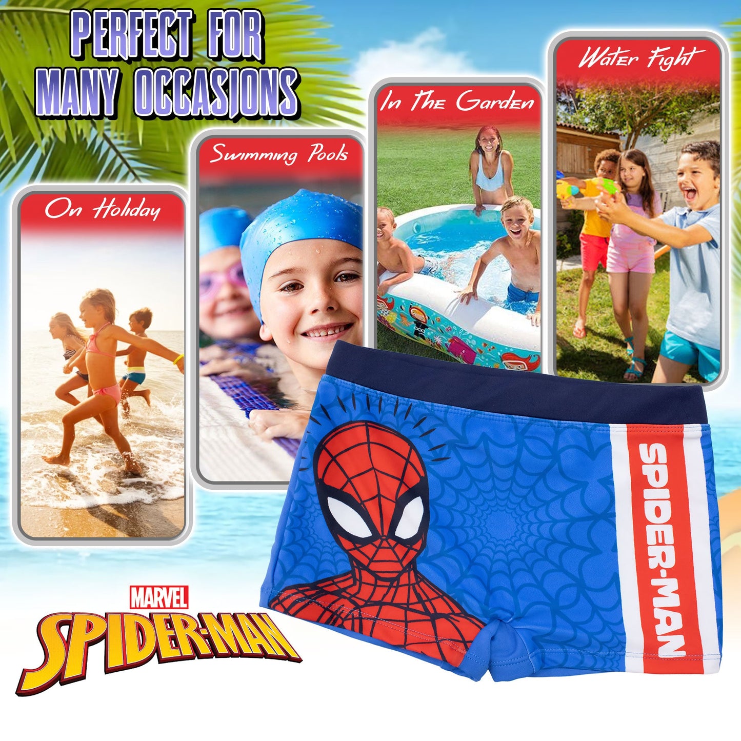 Costume bagno Marvel Spiderman bambino pantaloncino mare parigamba bimbo 7100