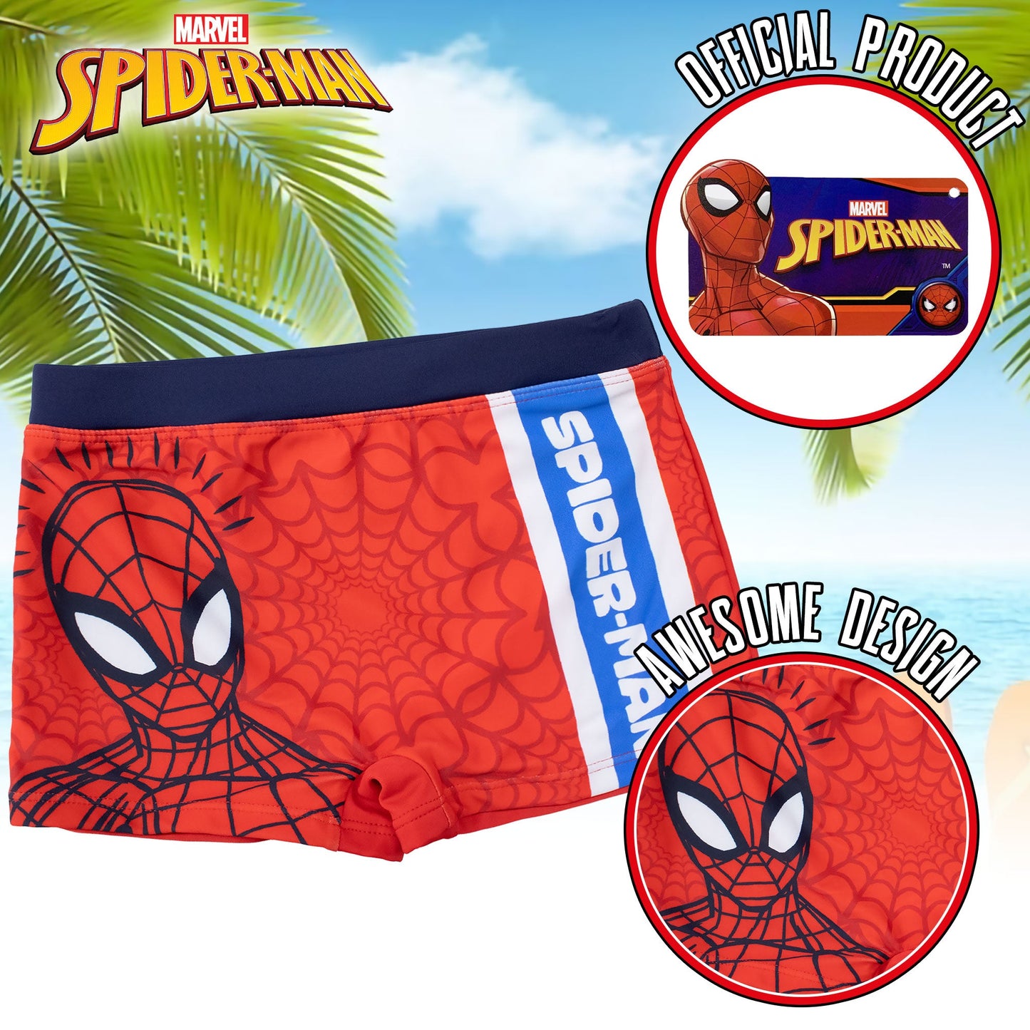 Costume bagno Marvel Spiderman bambino pantaloncino mare parigamba bimbo 7100