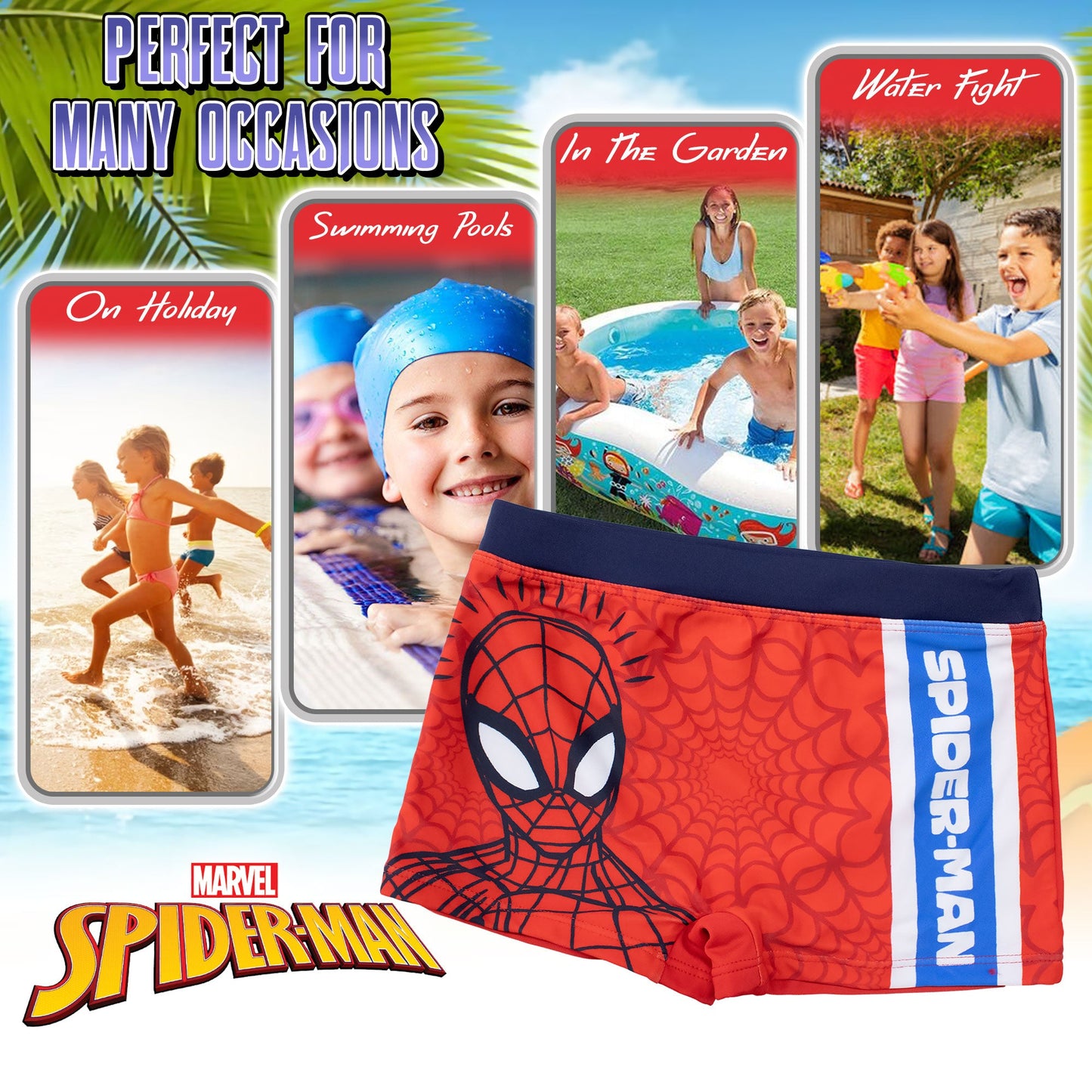 Costume bagno Marvel Spiderman bambino pantaloncino mare parigamba bimbo 7100