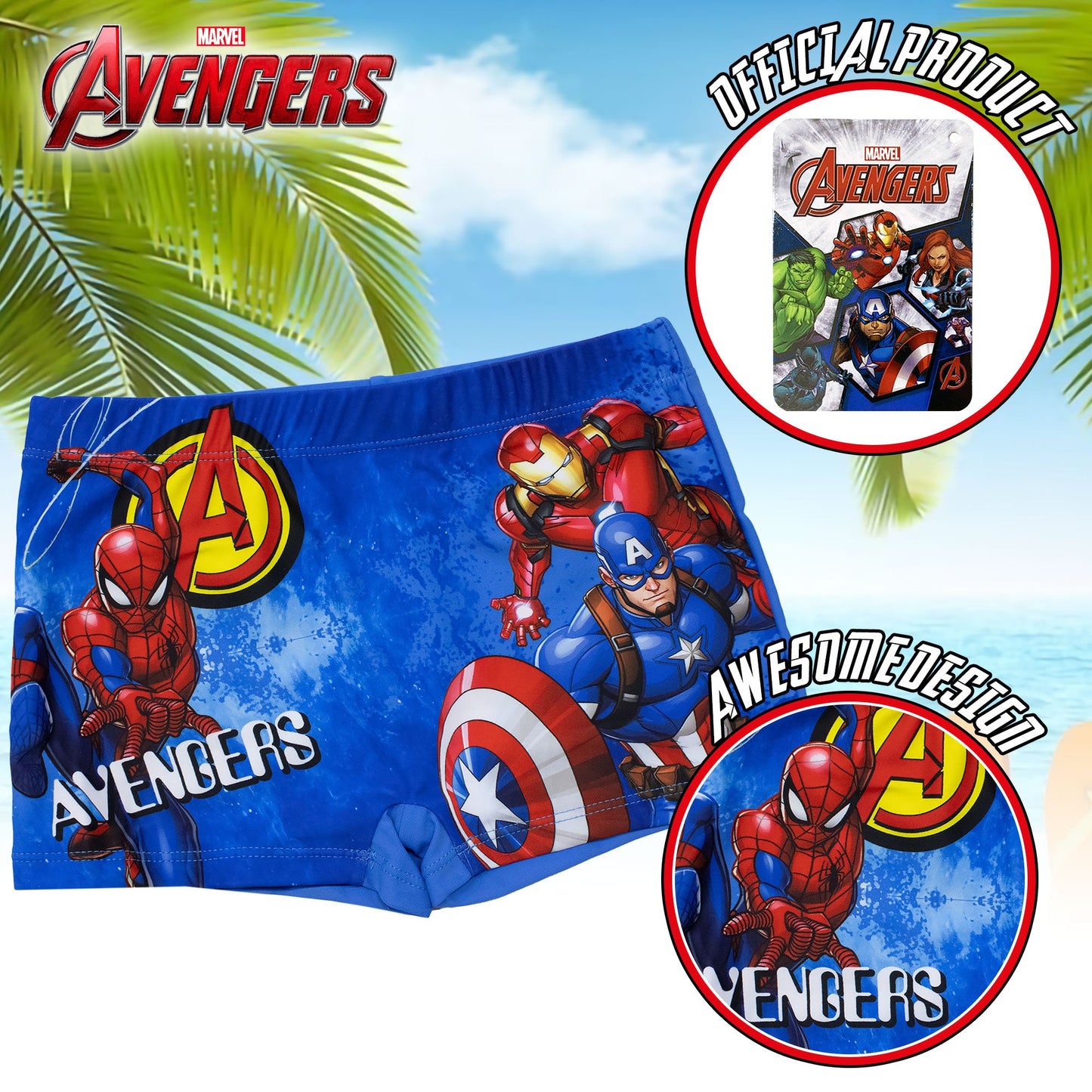 Costume bagno Marvel Avengers bambino pantaloncino mare parigamba bimbo 7101