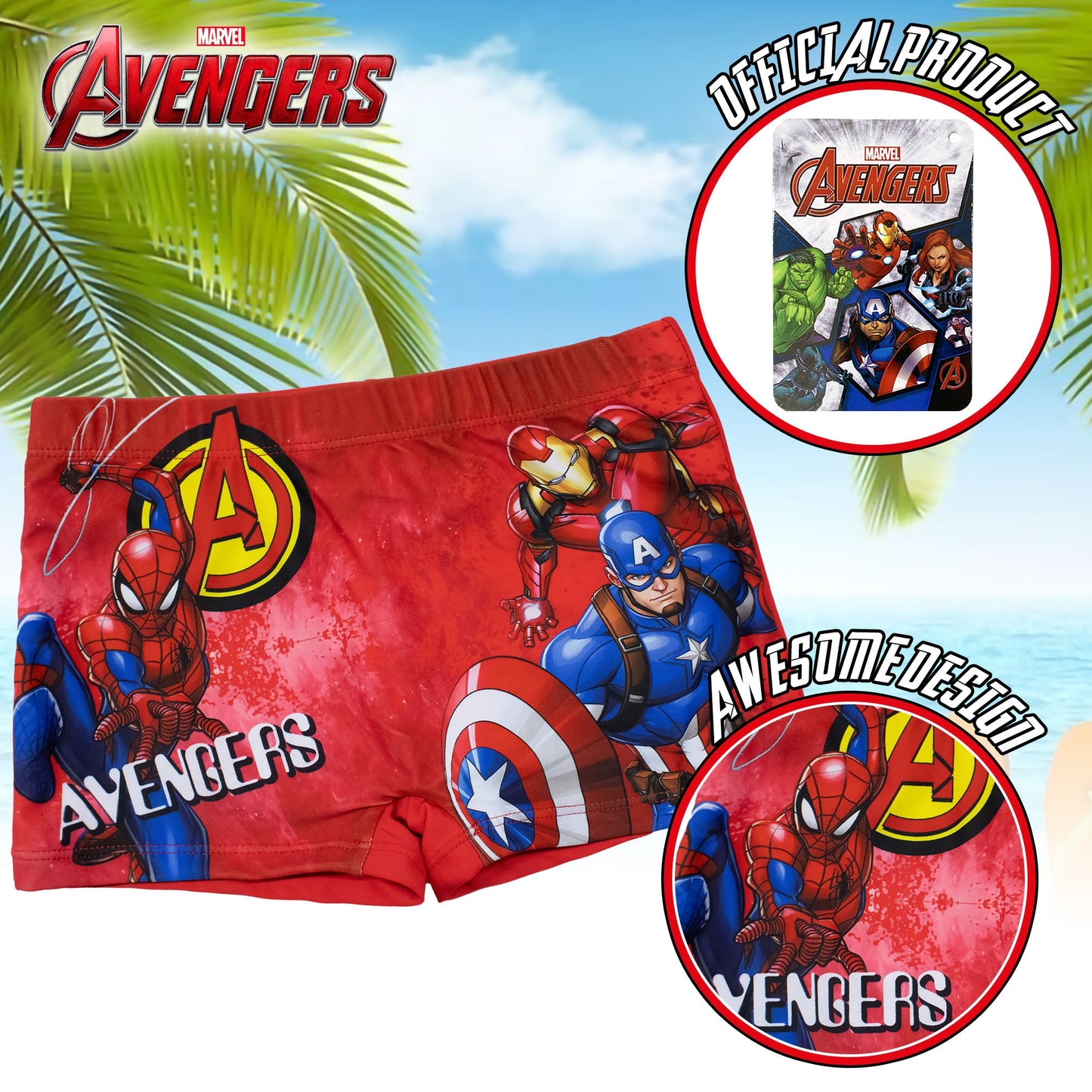 Costume bagno Marvel Avengers bambino pantaloncino mare parigamba bimbo 7101