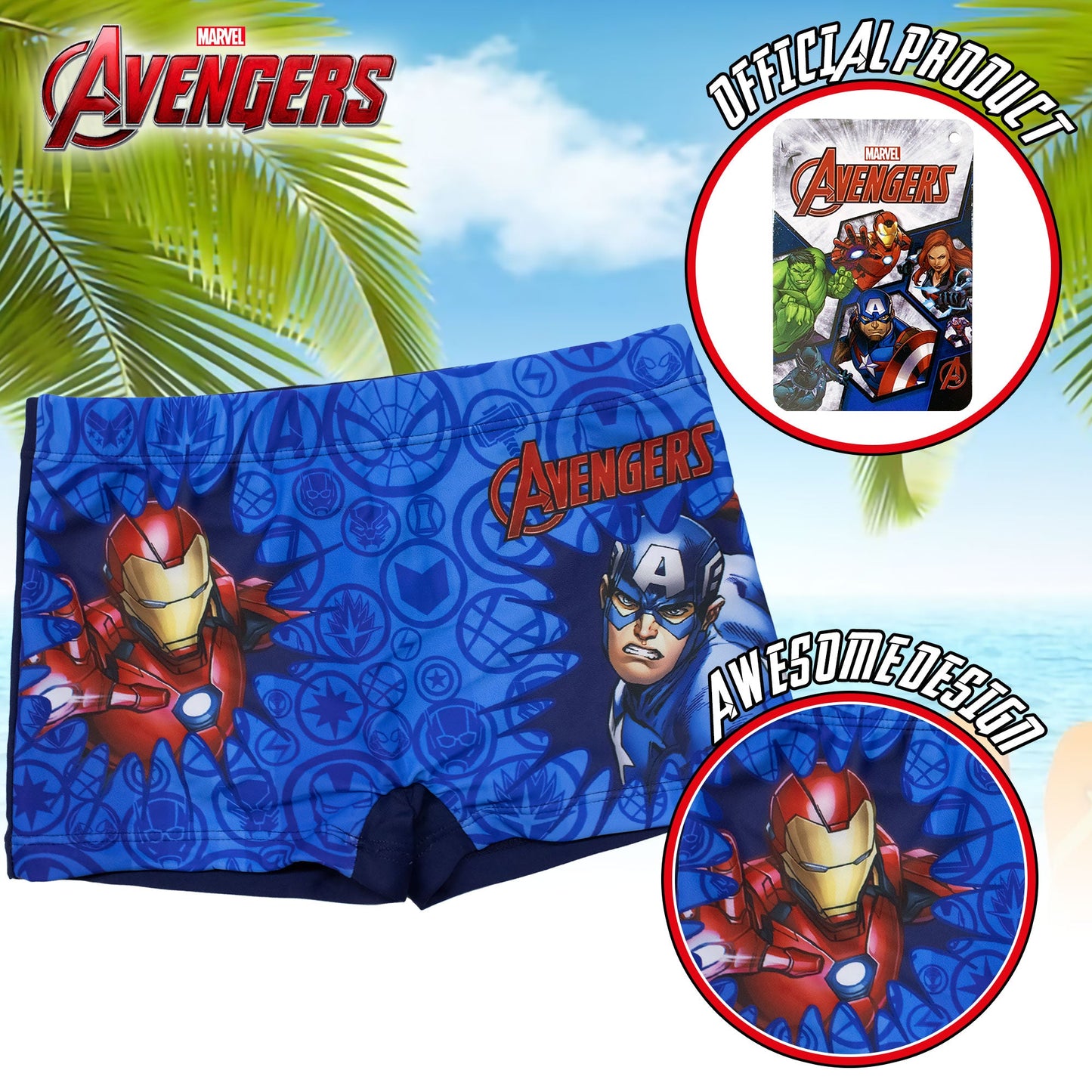 Costume bagno Marvel Avengers bambino pantaloncino mare parigamba bimbo 7102