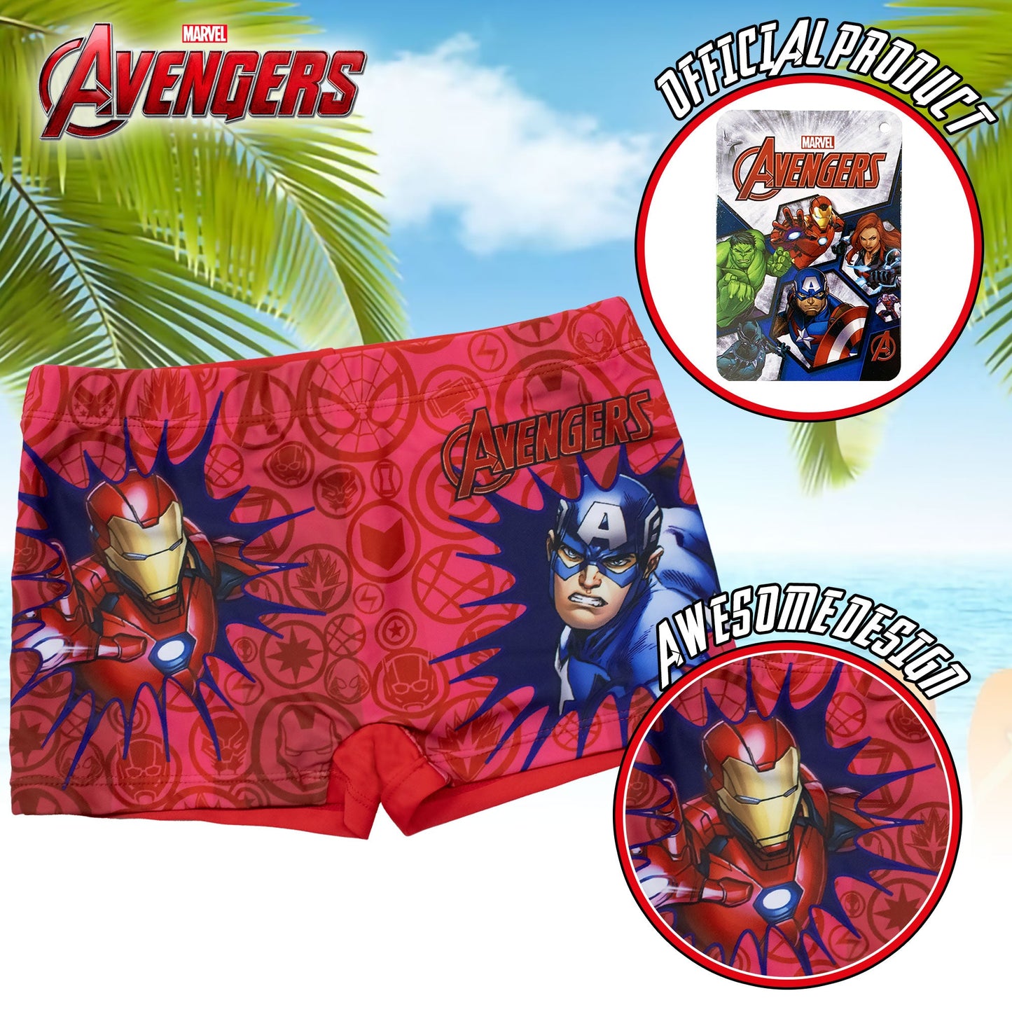Costume bagno Marvel Avengers bambino pantaloncino mare parigamba bimbo 7102