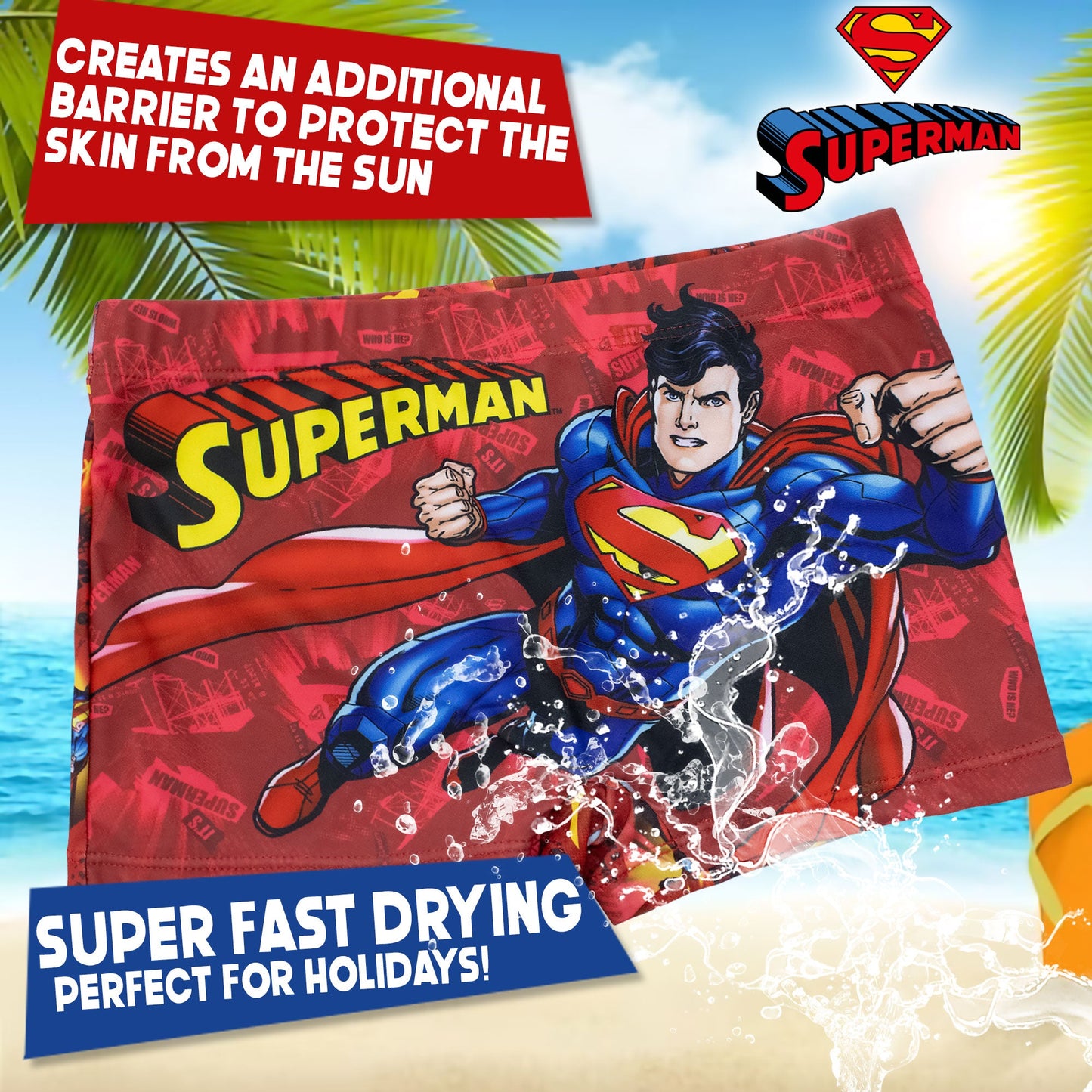 Costume bagno Superman bambino pantaloncino mare parigamba bimbo 7103