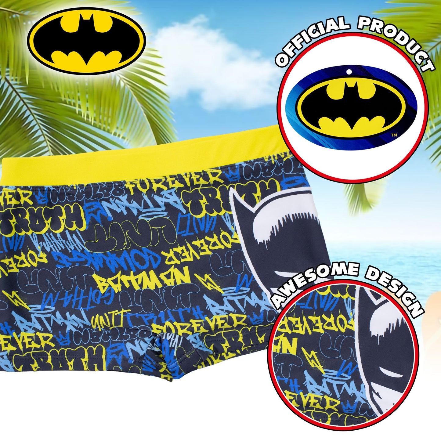 Costume da bagno di Batman bambino pantaloncino mare parigamba bimbo 7104