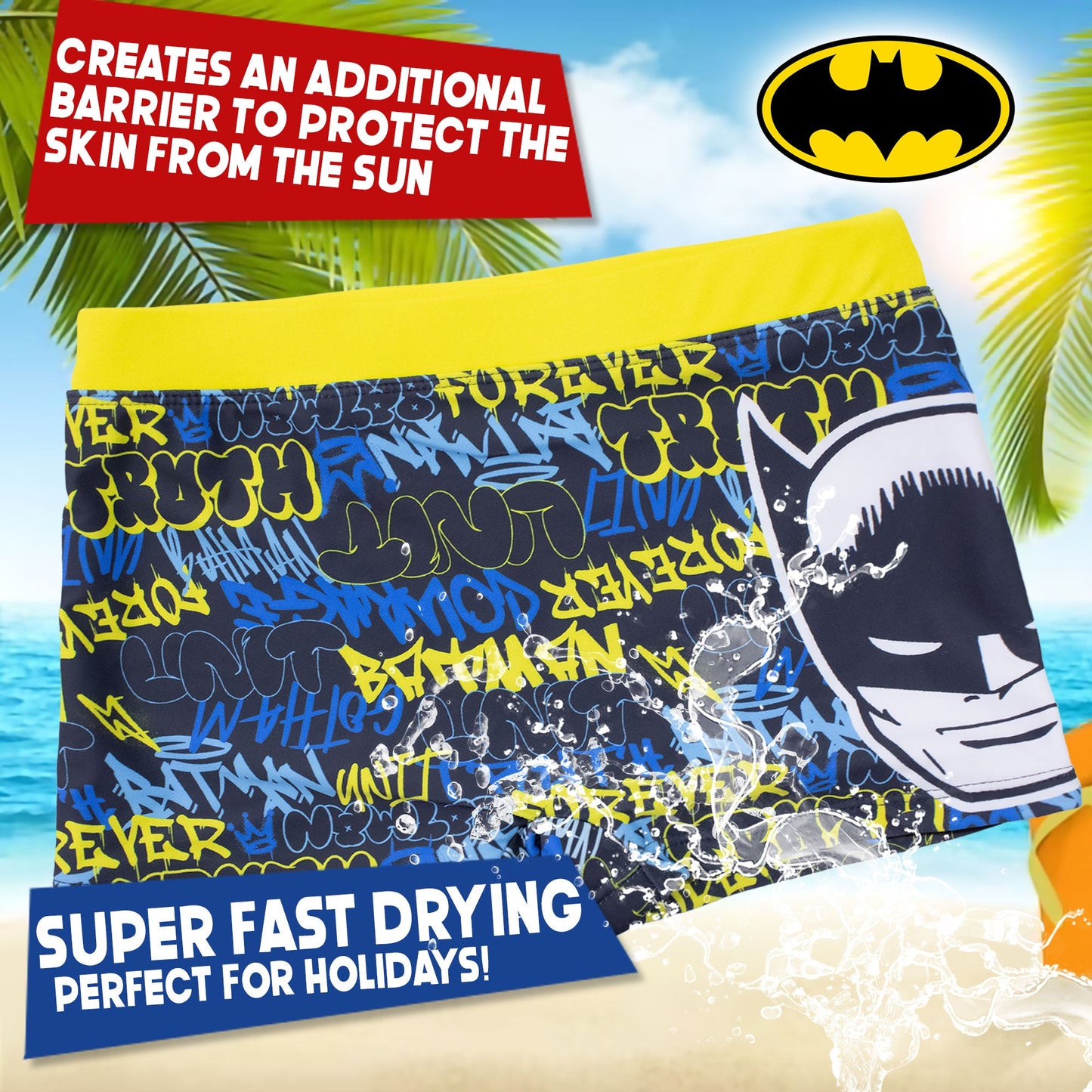 Costume da bagno di Batman bambino pantaloncino mare parigamba bimbo 7104