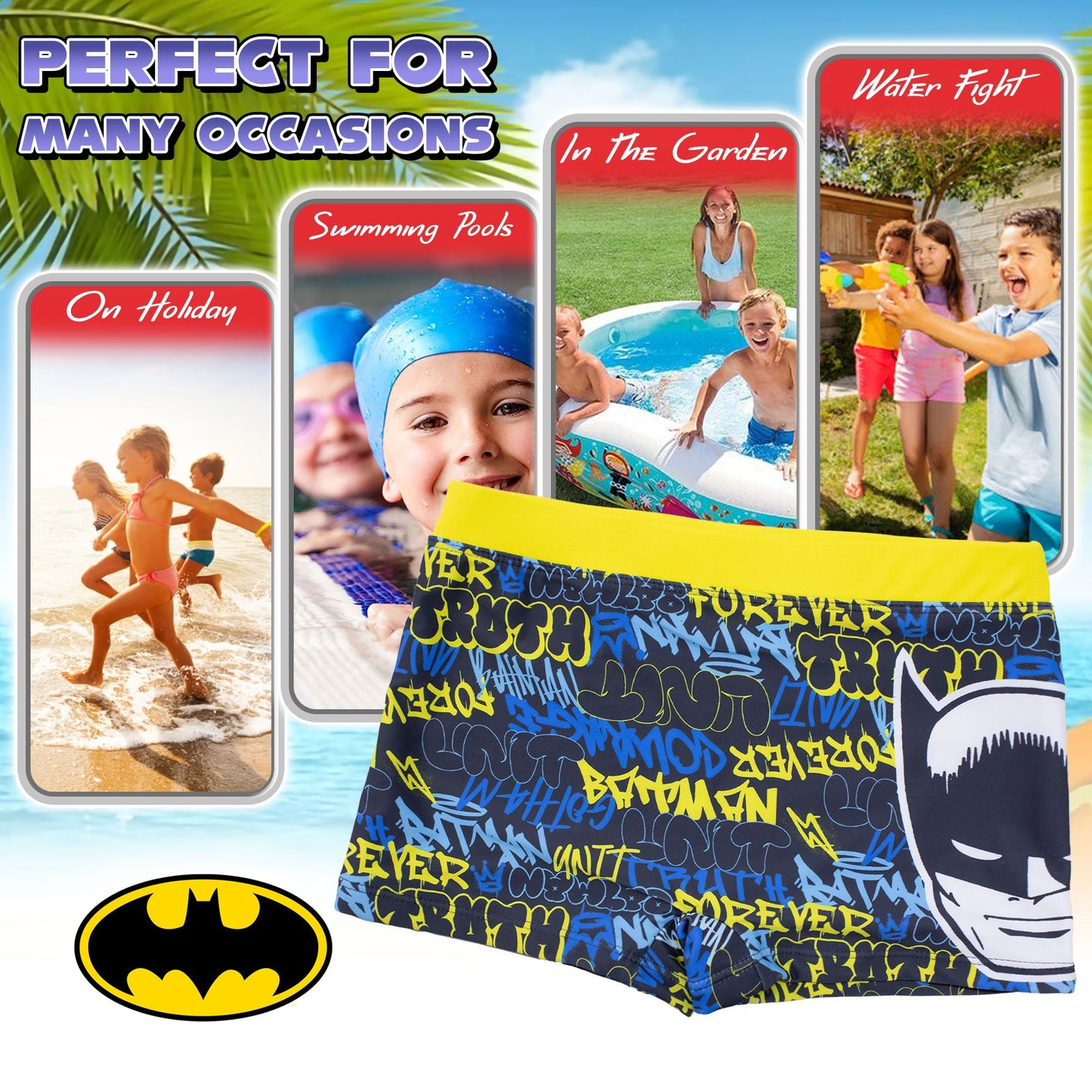 Costume da bagno di Batman bambino pantaloncino mare parigamba bimbo 7104