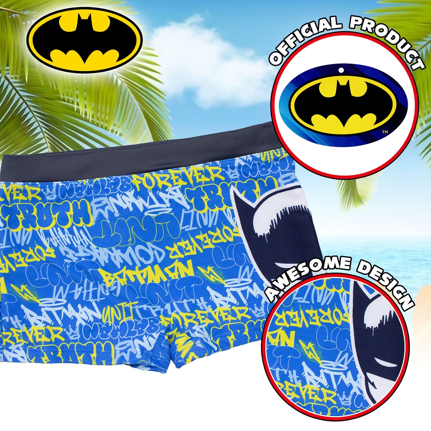 Costume da bagno di Batman bambino pantaloncino mare parigamba bimbo 7104