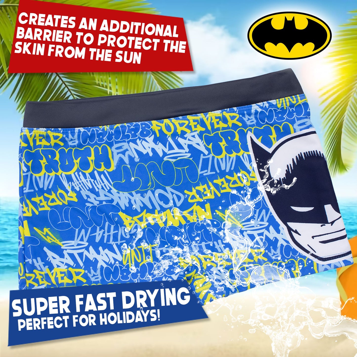 Costume da bagno di Batman bambino pantaloncino mare parigamba bimbo 7104