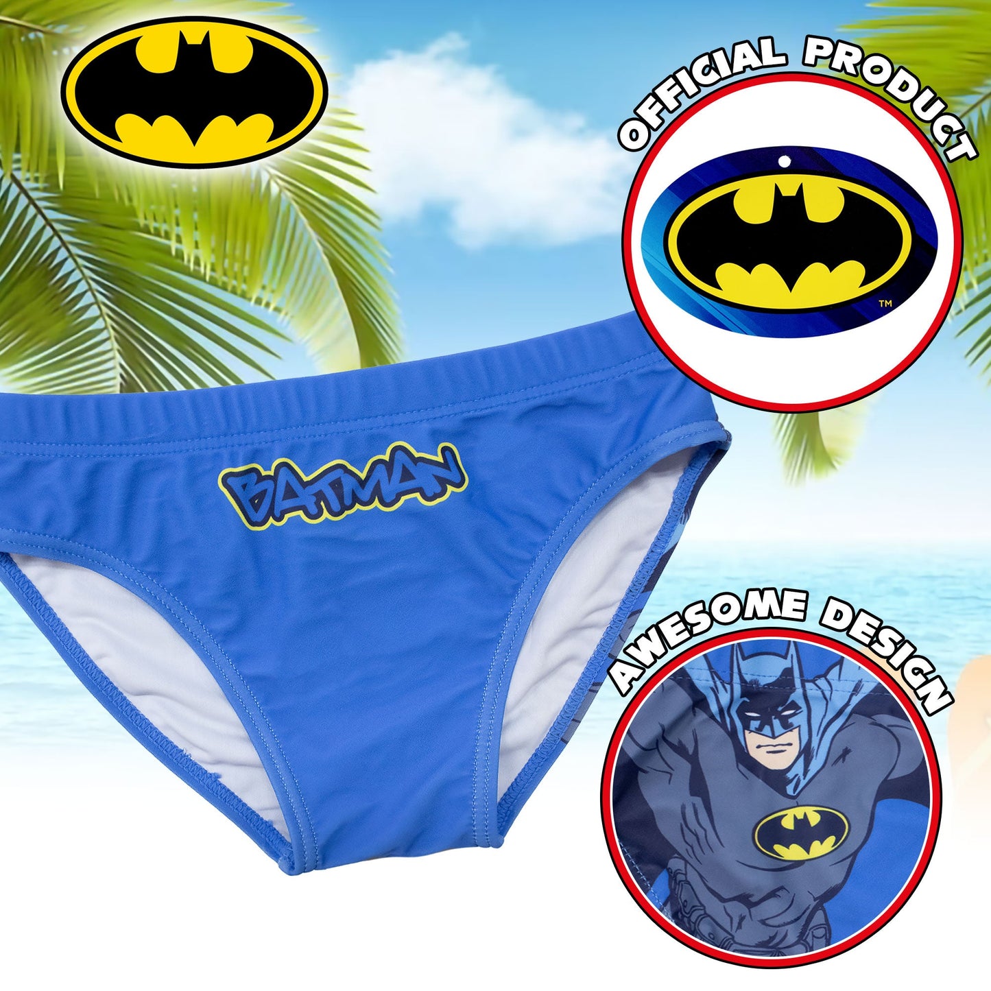 Costume da bagno di Batman per bambino mutandina slip mare bimbo 7105