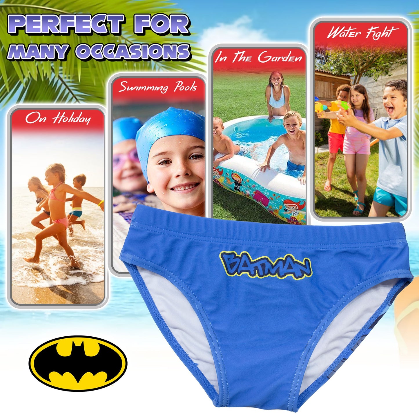 Costume da bagno di Batman per bambino mutandina slip mare bimbo 7105