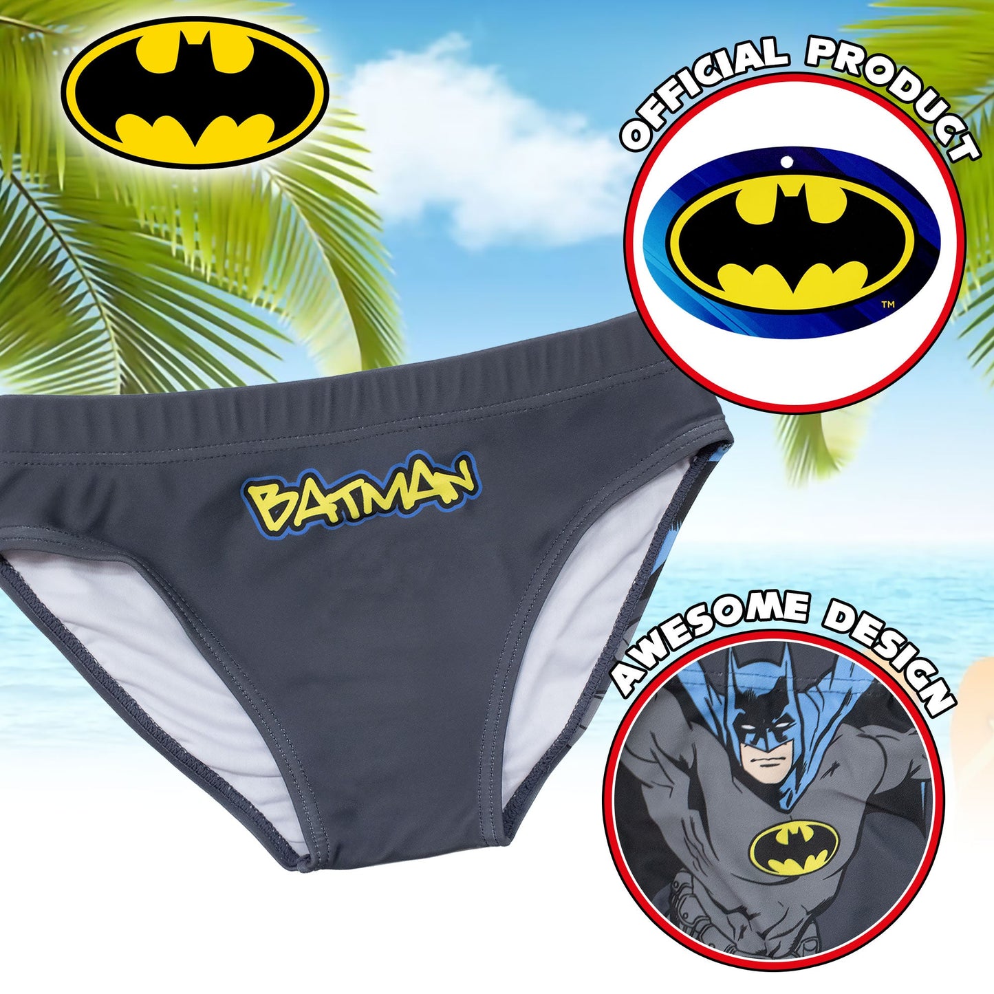 Costume da bagno di Batman per bambino mutandina slip mare bimbo 7105