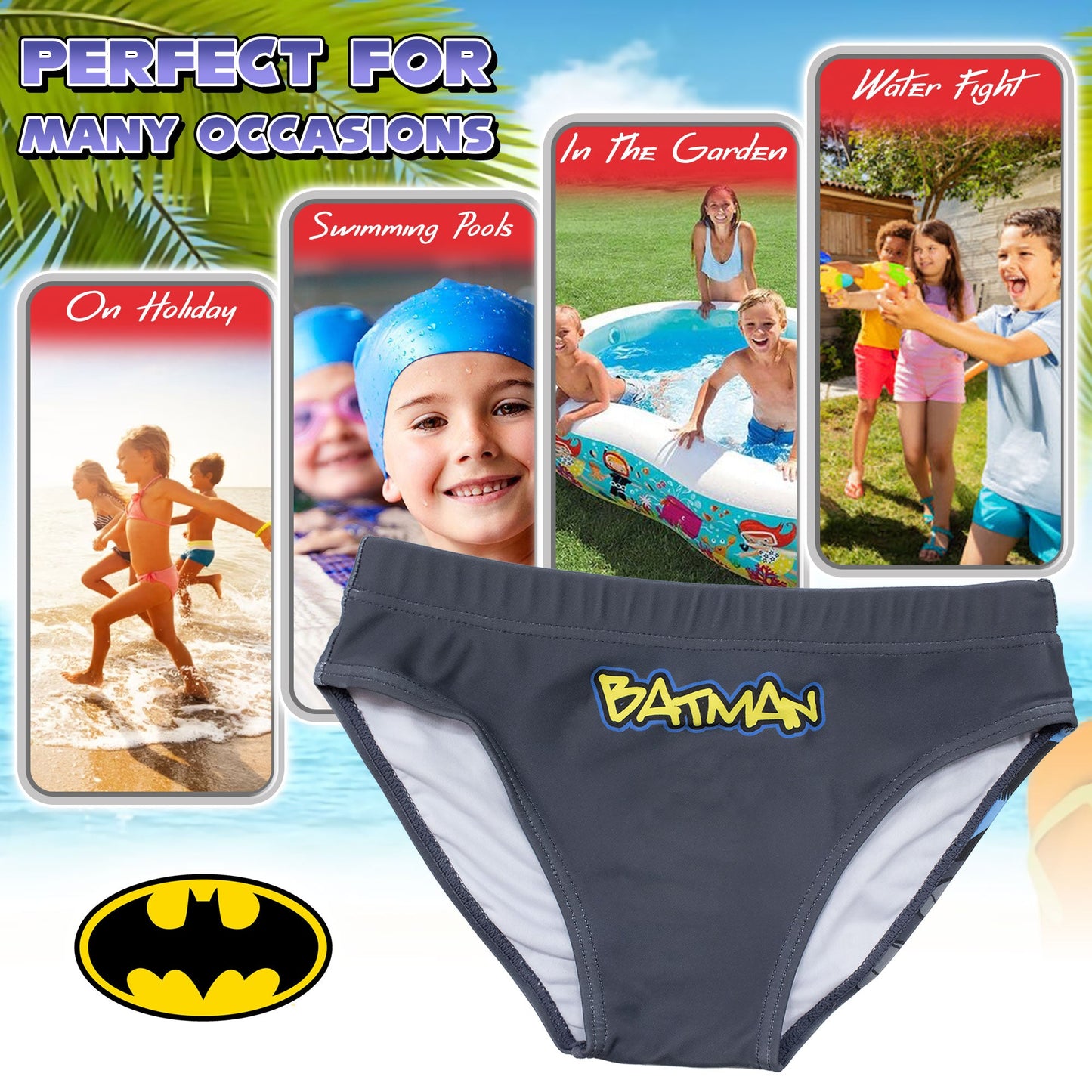 Costume da bagno di Batman per bambino mutandina slip mare bimbo 7105