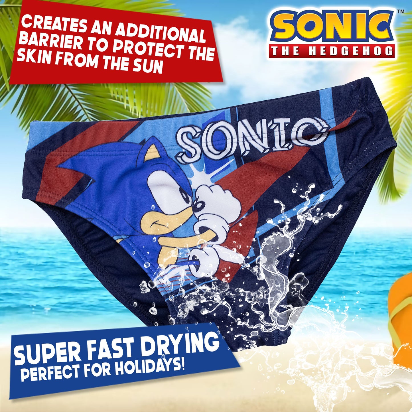 Costume da bagno Sonic The Hedgehog per bambino mutandina slip mare bimbo 7106