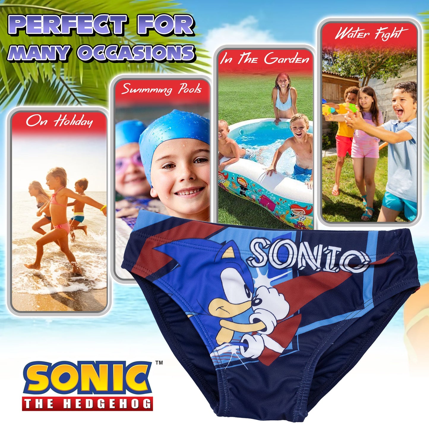 Costume da bagno Sonic The Hedgehog per bambino mutandina slip mare bimbo 7106