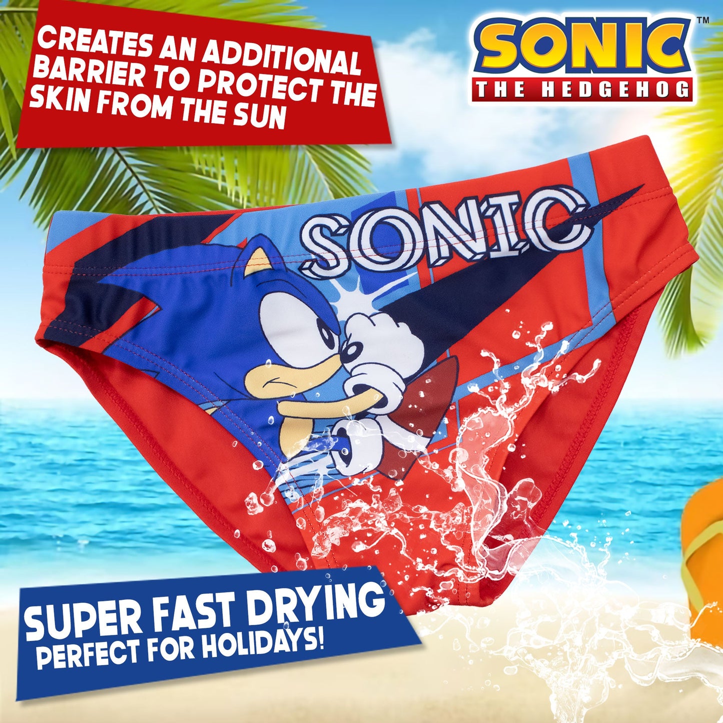 Costume da bagno Sonic The Hedgehog per bambino mutandina slip mare bimbo 7106