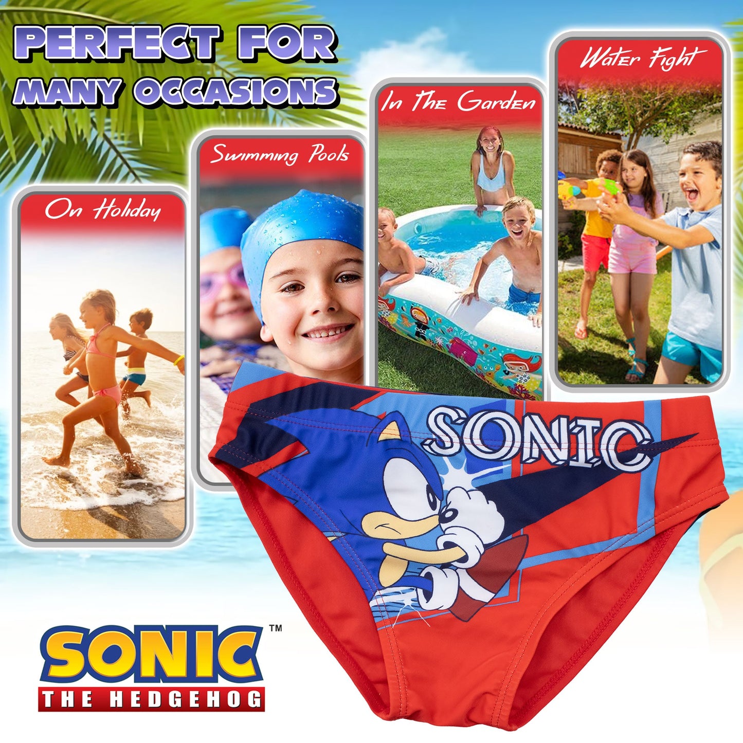 Costume da bagno Sonic The Hedgehog per bambino mutandina slip mare bimbo 7106