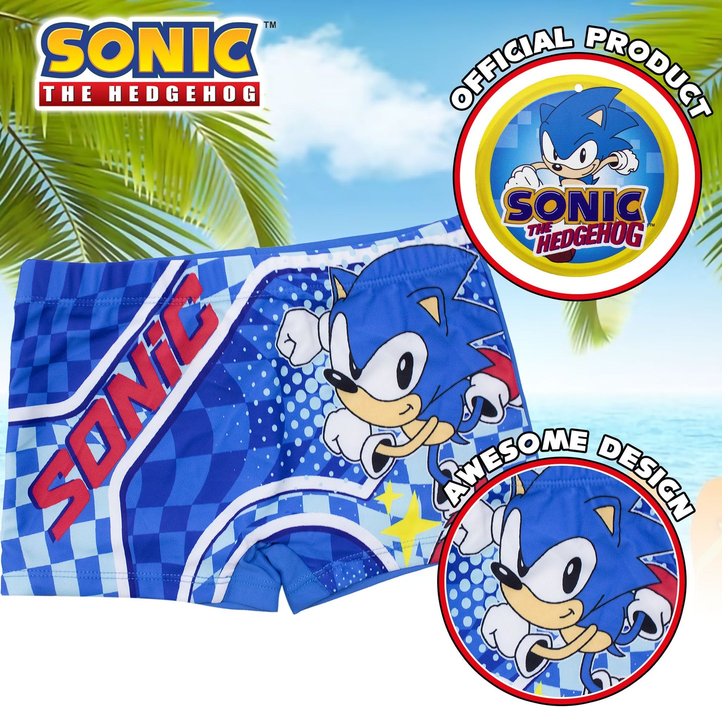 Costume da bagno Sonic The Hedgehog per bambino pantaloncino mare bimbo 7107