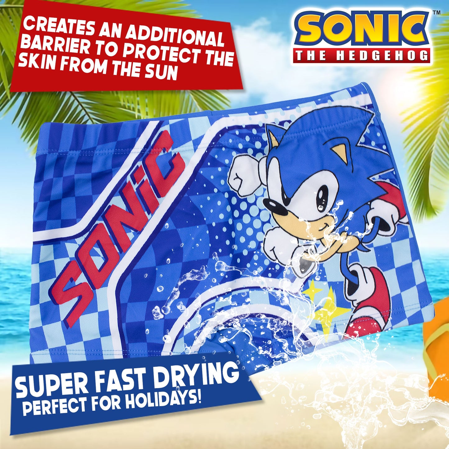 Costume da bagno Sonic The Hedgehog per bambino pantaloncino mare bimbo 7107