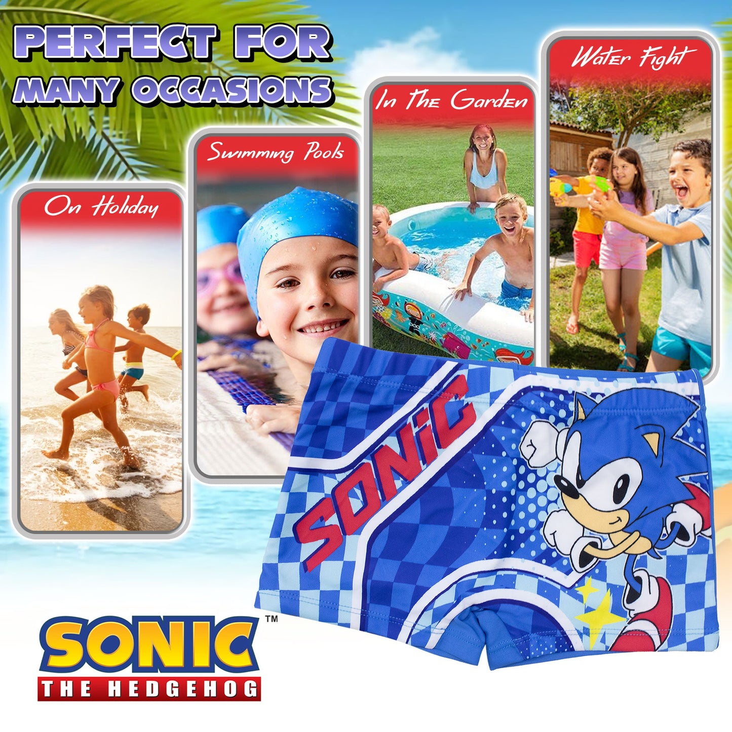 Costume da bagno Sonic The Hedgehog per bambino pantaloncino mare bimbo 7107