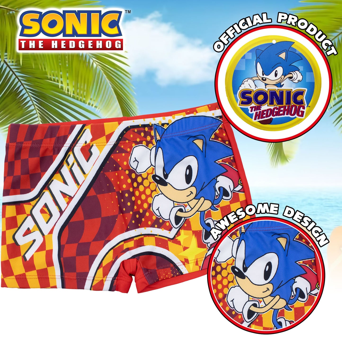 Costume da bagno Sonic The Hedgehog per bambino pantaloncino mare bimbo 7107