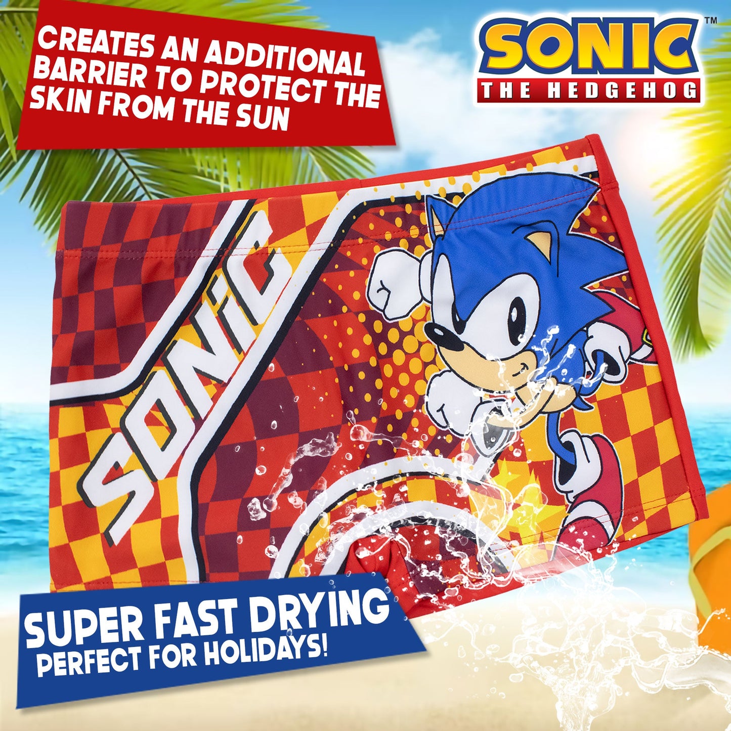 Costume da bagno Sonic The Hedgehog per bambino pantaloncino mare bimbo 7107