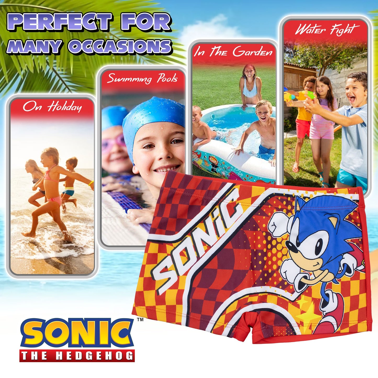 Costume da bagno Sonic The Hedgehog per bambino pantaloncino mare bimbo 7107
