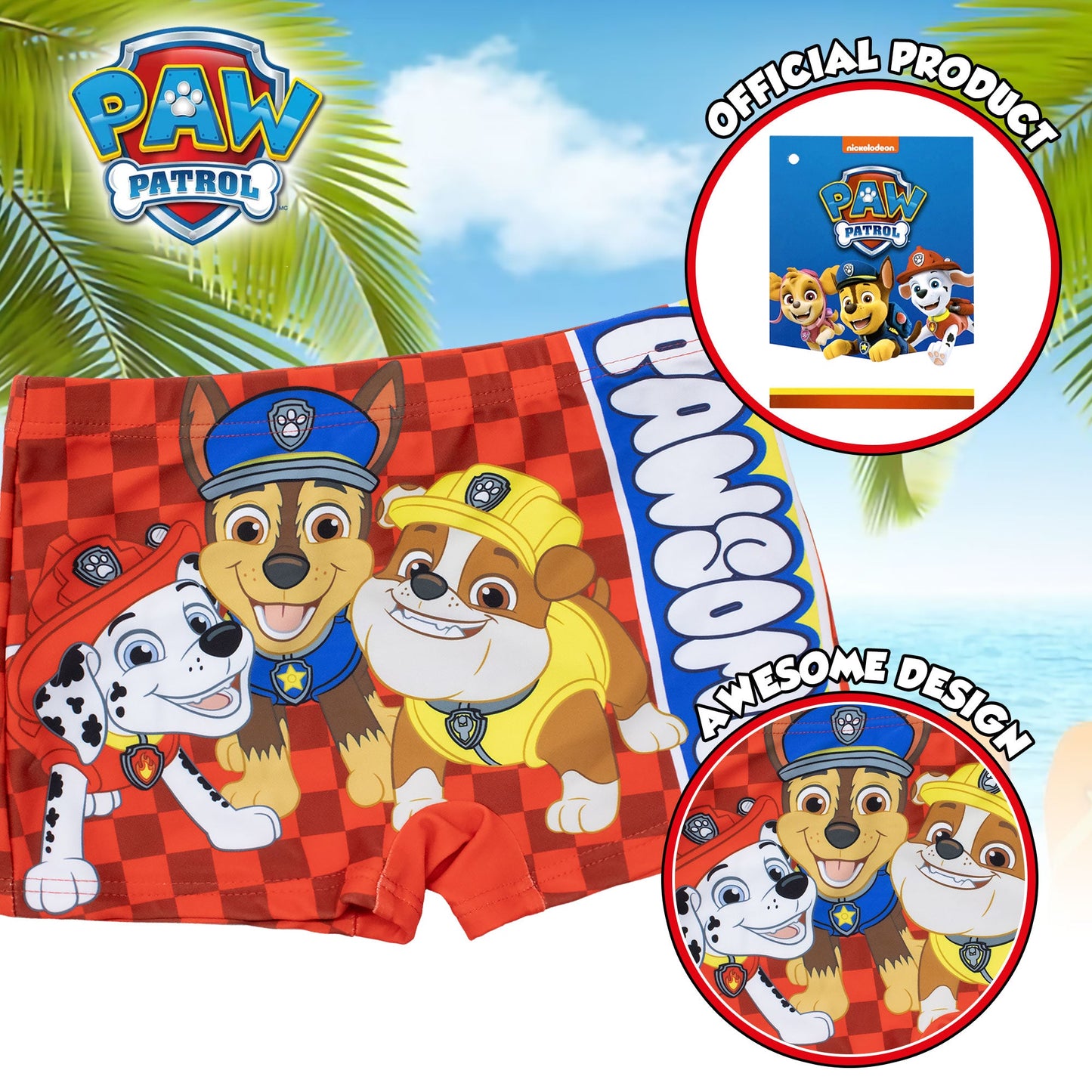 Costume da bagno Paw Patrol per bambino pantaloncino mare bimbo 7108