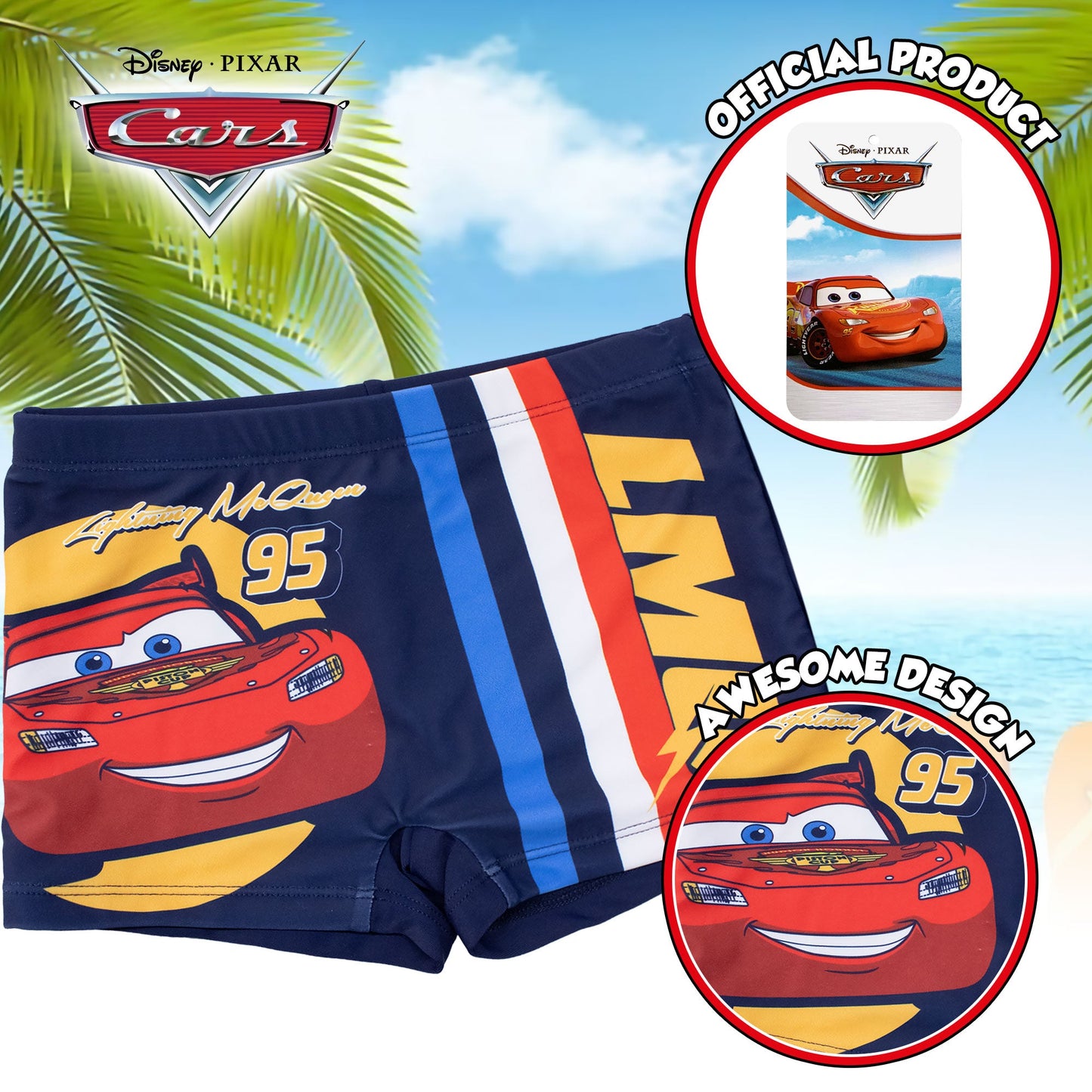 Costume bagno Disney Cars Saetta bambino pantaloncino mare parigamba bimbo 7109