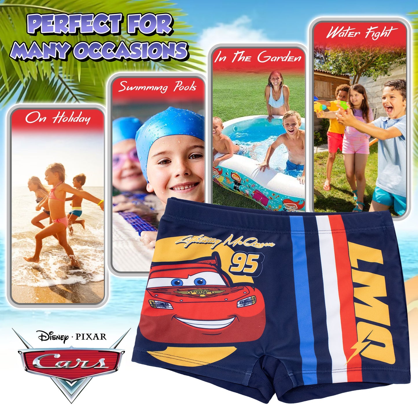 Costume bagno Disney Cars Saetta bambino pantaloncino mare parigamba bimbo 7109
