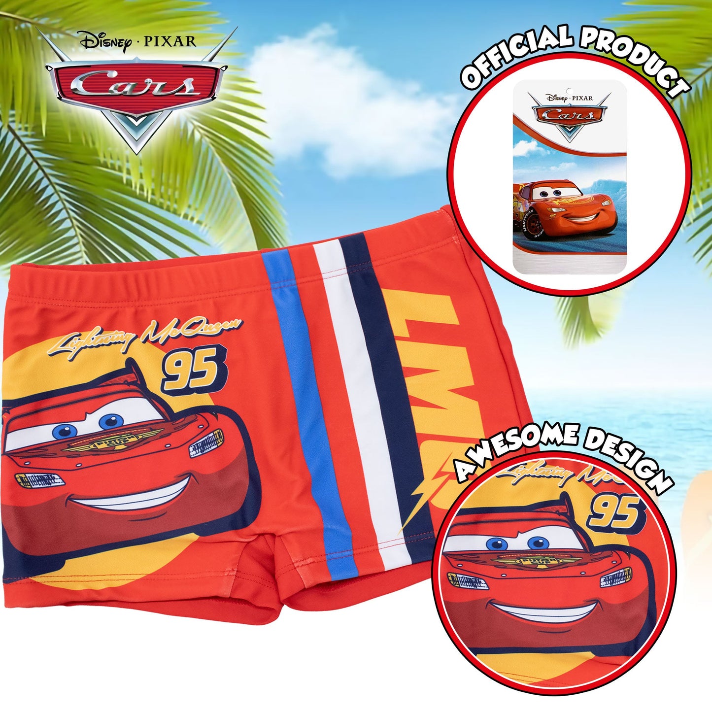 Costume bagno Disney Cars Saetta bambino pantaloncino mare parigamba bimbo 7109