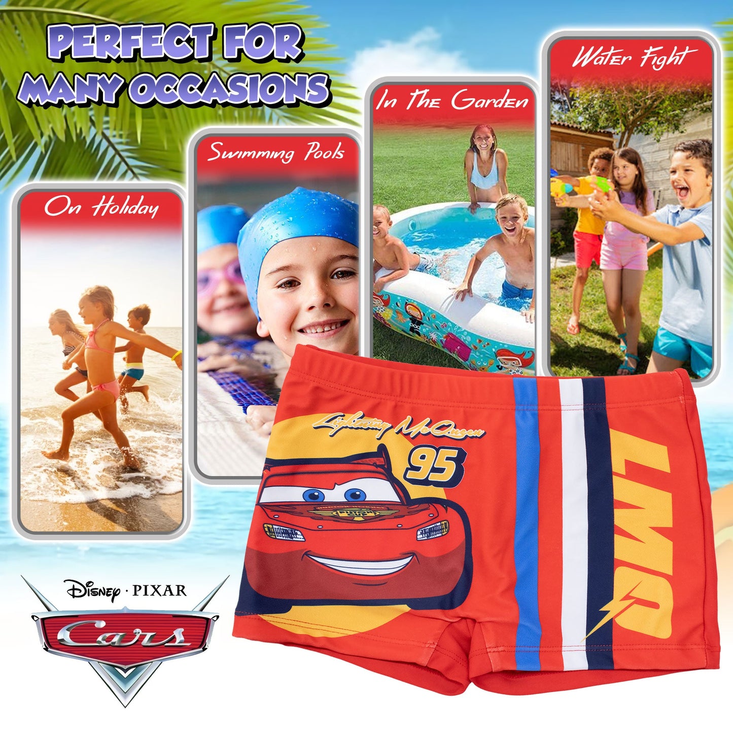 Costume bagno Disney Cars Saetta bambino pantaloncino mare parigamba bimbo 7109