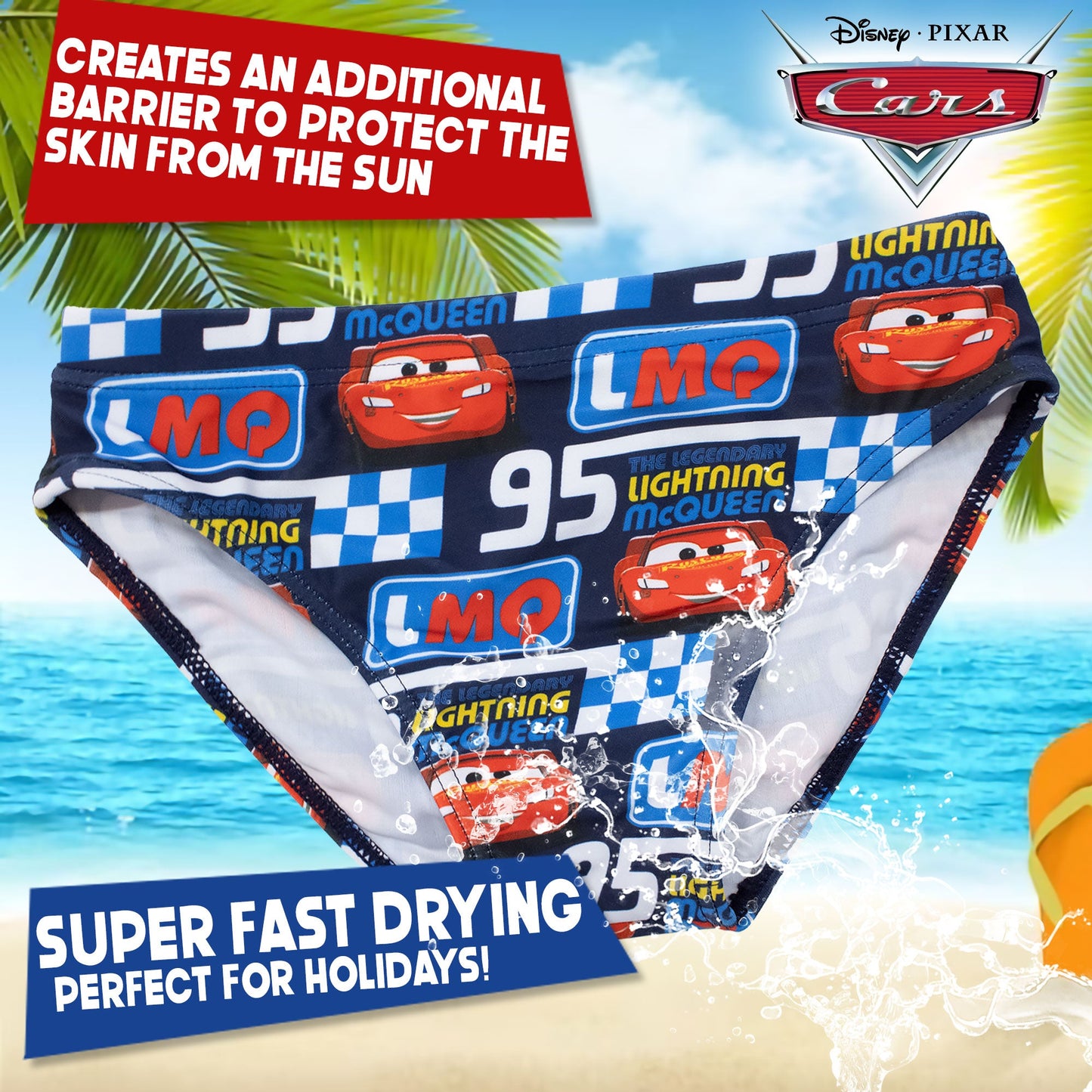 Costume bagno Disney Cars Saetta bambino slip mare mutandina bimbo 7110