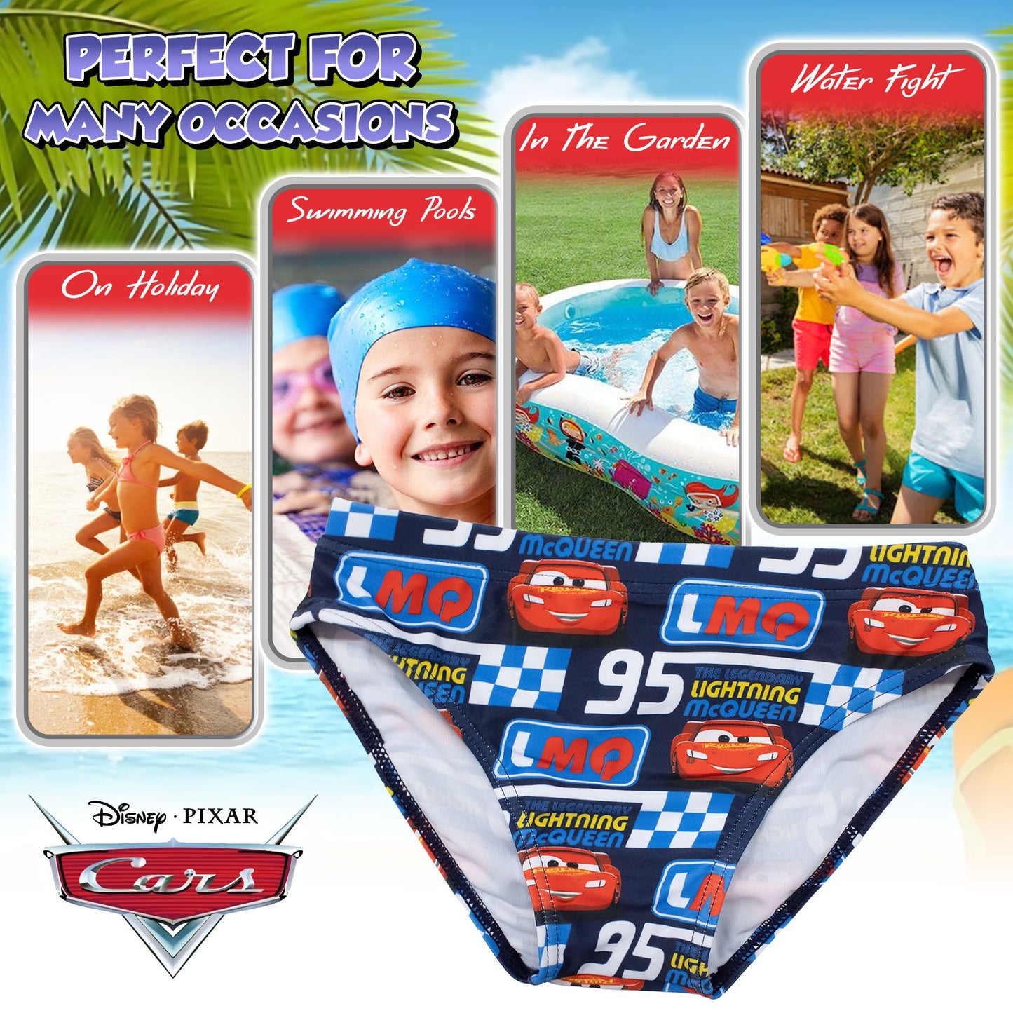 Costume bagno Disney Cars Saetta bambino slip mare mutandina bimbo 7110