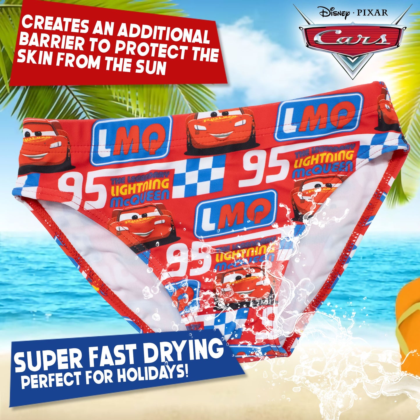 Costume bagno Disney Cars Saetta bambino slip mare mutandina bimbo 7110