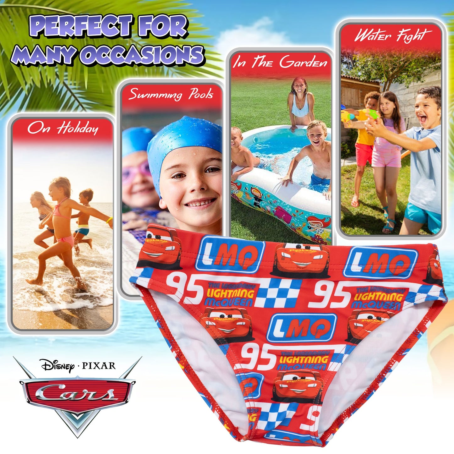 Costume bagno Disney Cars Saetta bambino slip mare mutandina bimbo 7110