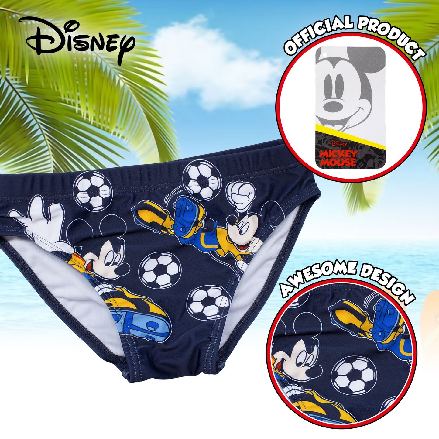 Costume da bagno Disney Mickey Mouse per bambino slip mare Topolino bimbo 7112