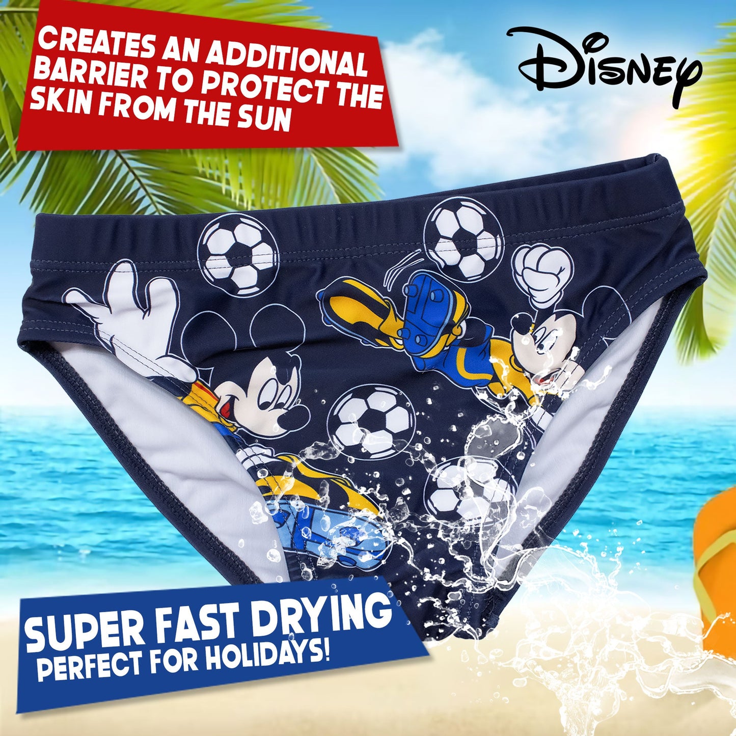 Costume da bagno Disney Mickey Mouse per bambino slip mare Topolino bimbo 7112