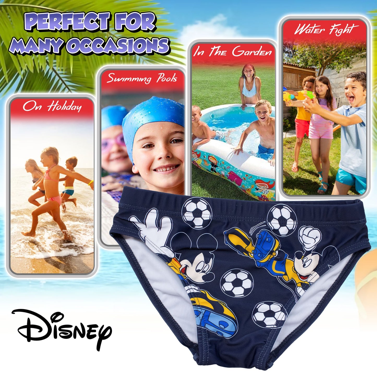 Costume da bagno Disney Mickey Mouse per bambino slip mare Topolino bimbo 7112