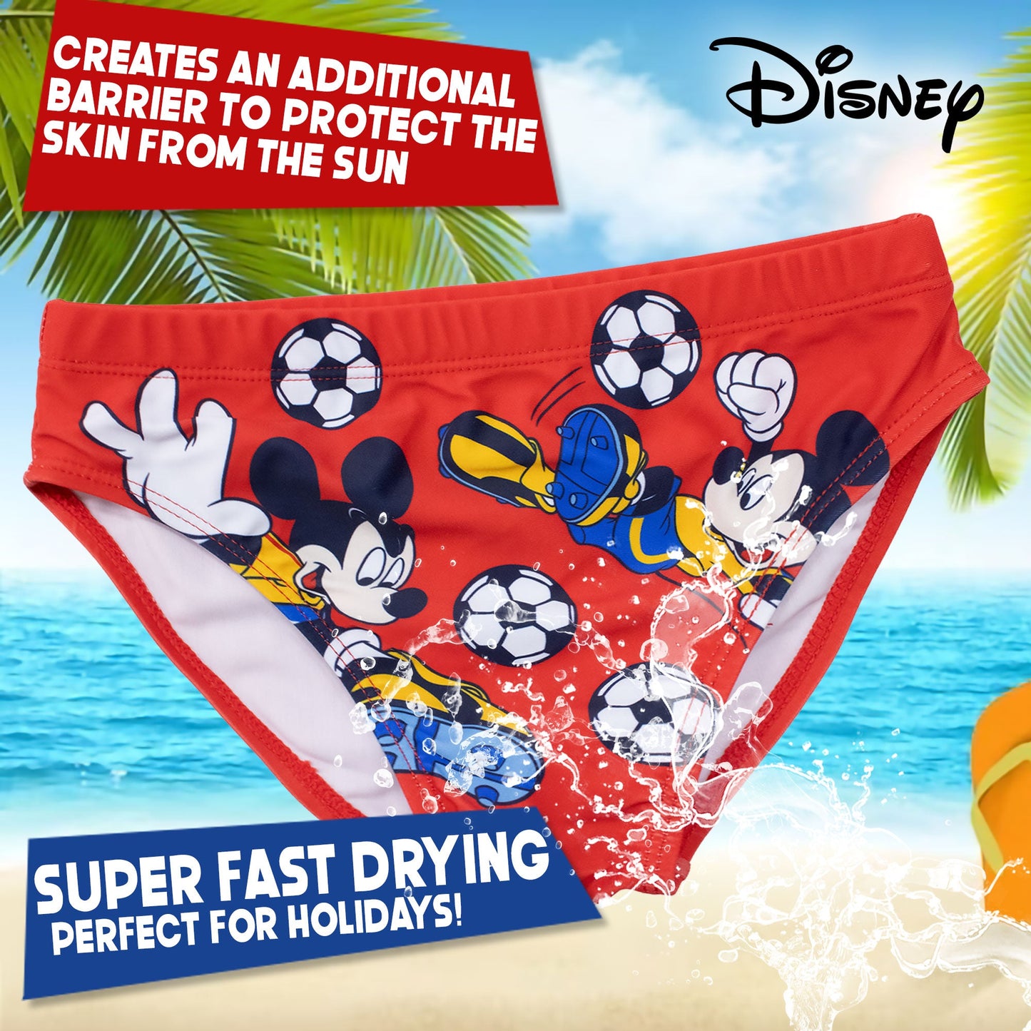 Costume da bagno Disney Mickey Mouse per bambino slip mare Topolino bimbo 7112